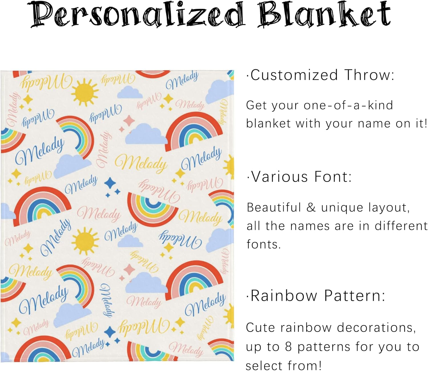Custom Name Blanket 30x40 Inches Soft Flannel Baby Blanket with Name