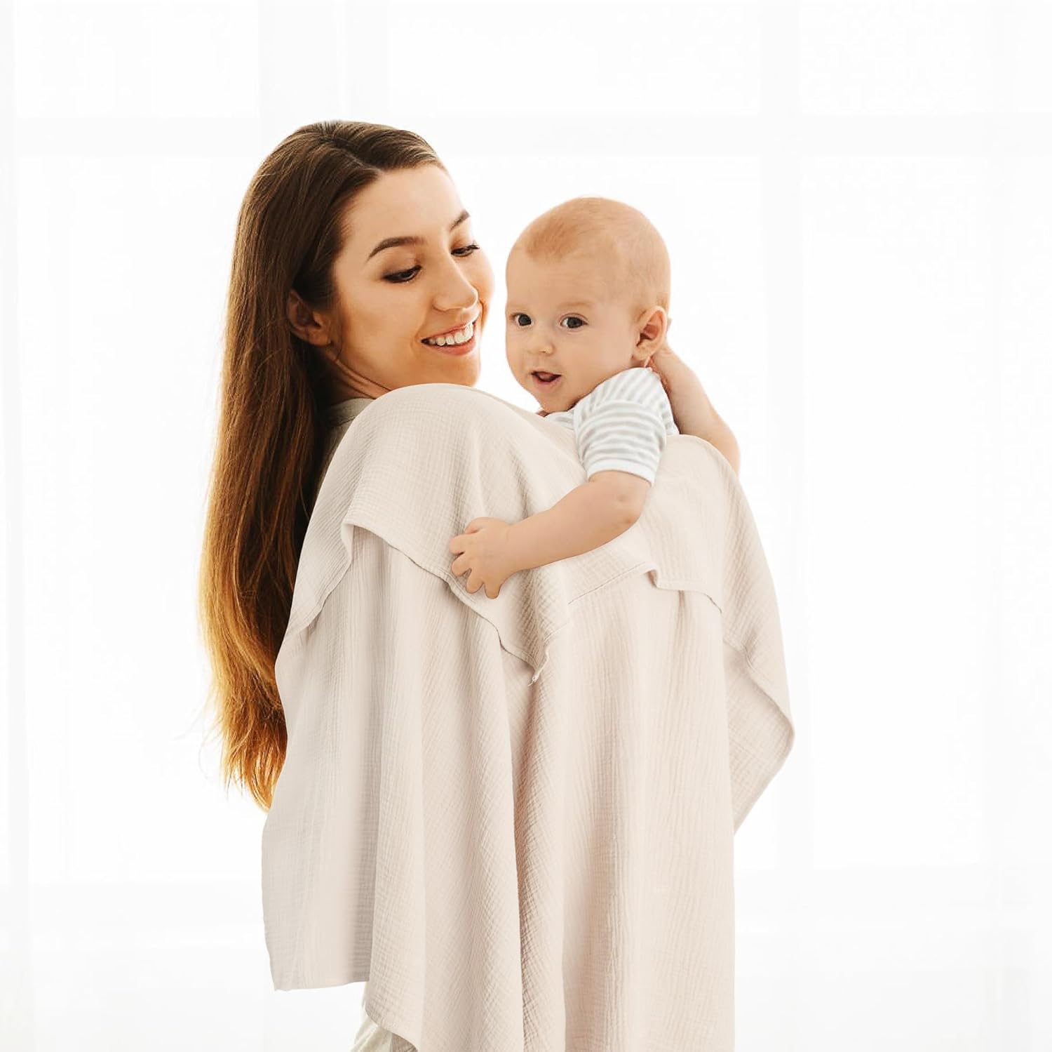 Susurration 100 Cotton Muslin Swaddle Blanket 40x40in Olive Green