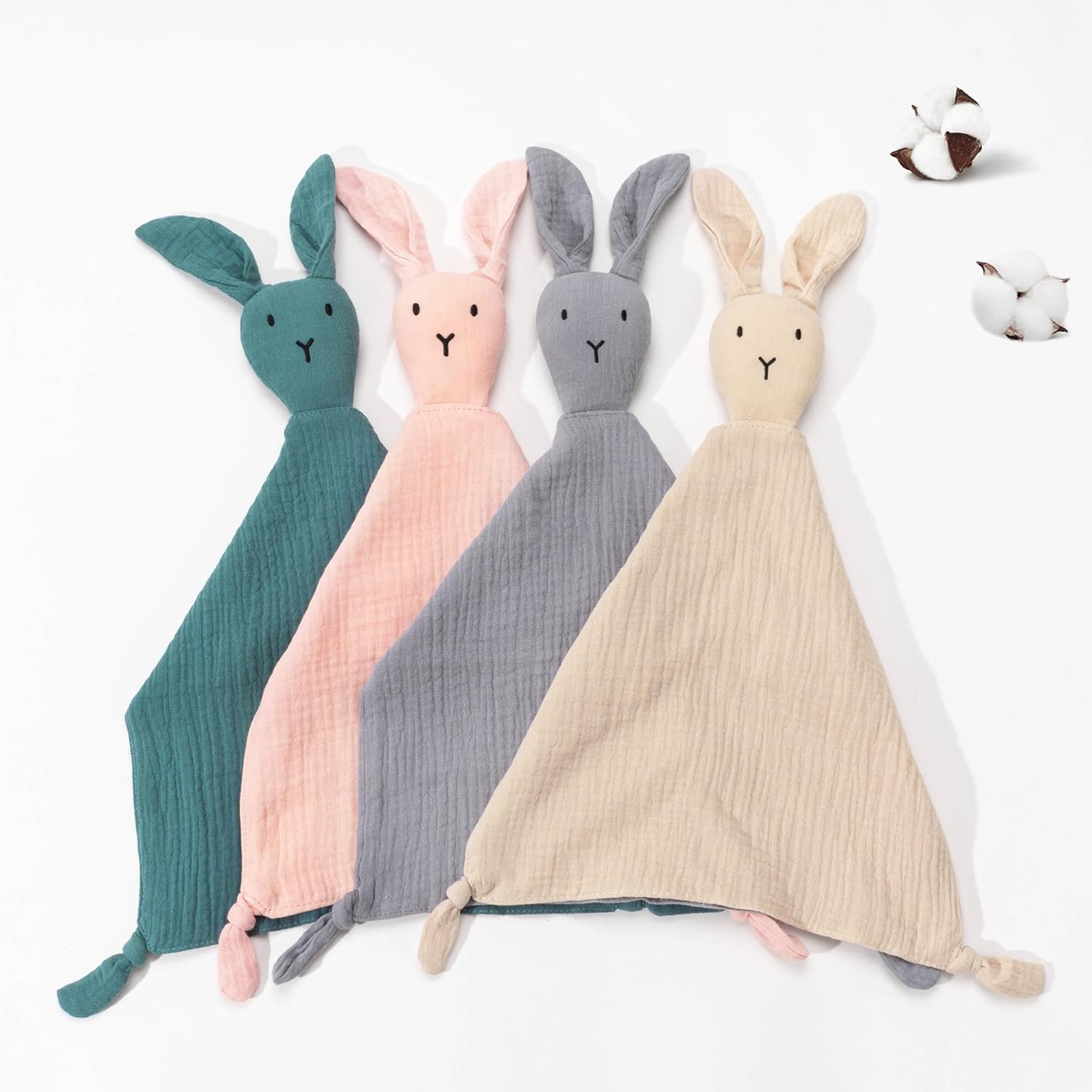 ZIGJOY Bunny Lovey Muslin Blanket for Babies Khaki