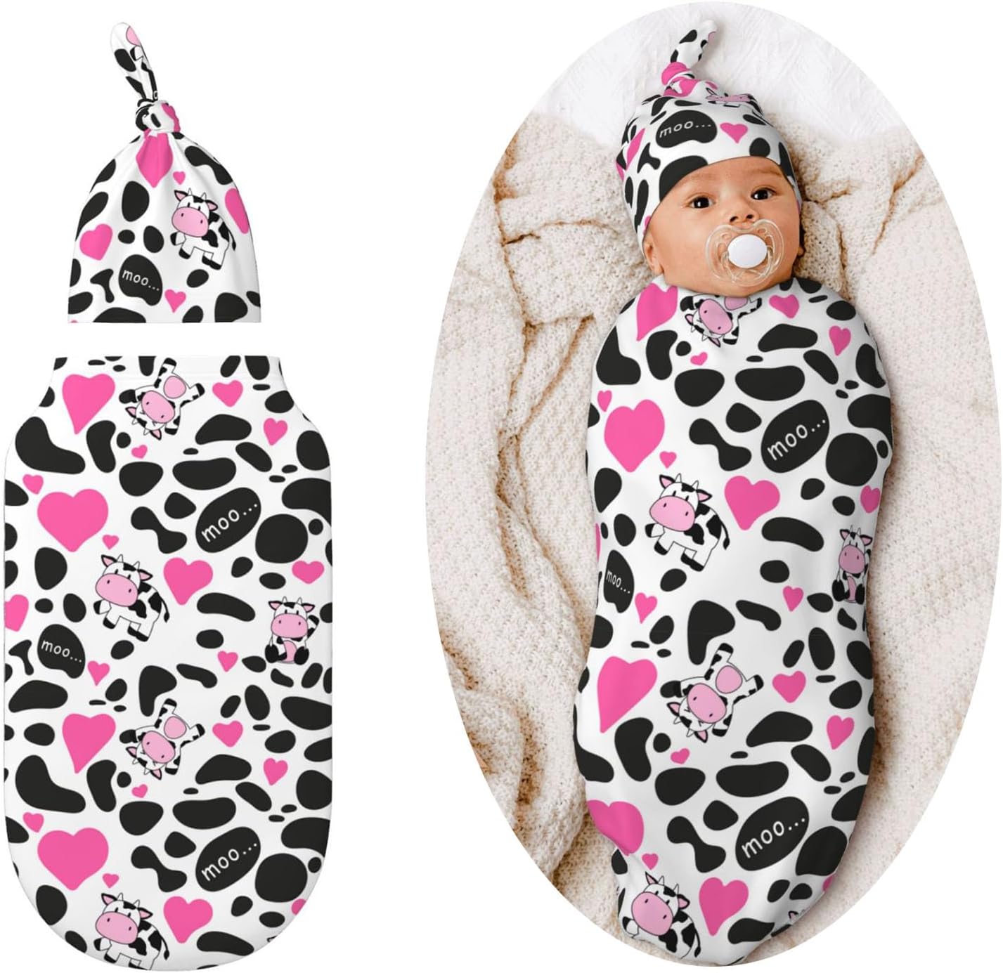 Figtihw Cute Cow Swaddle Blanket for Newborn Baby