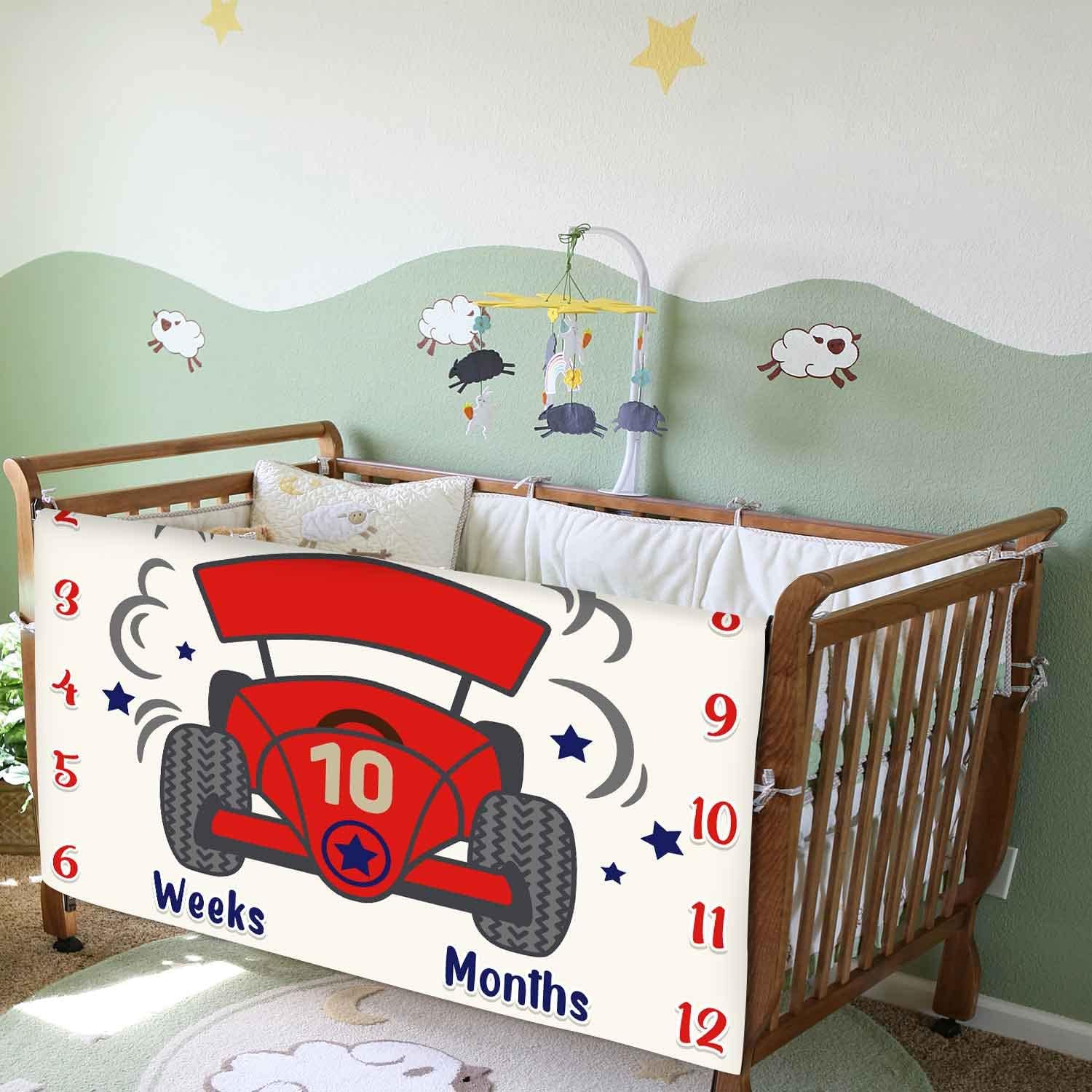 Racing Car Baby Milestone Blanket 48x40in