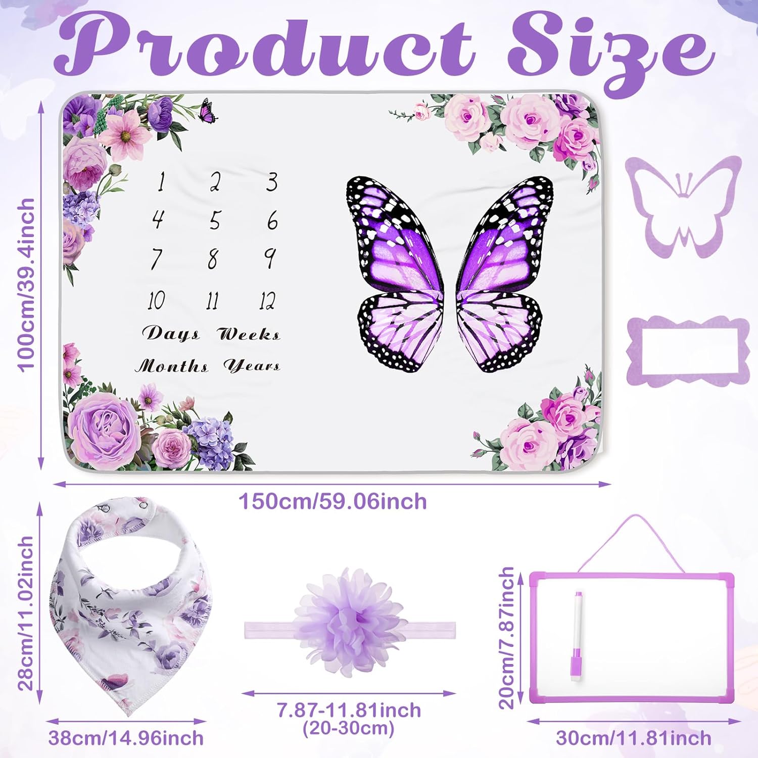 Chumia 6 Pcs Monthly Milestone Blanket Set