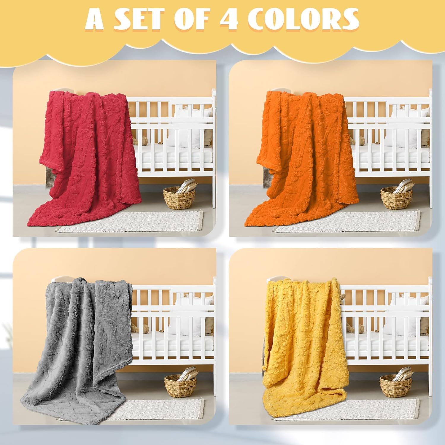 4 Pcs Fleece Swaddling Blankets for Baby 30 x 40 Inches
