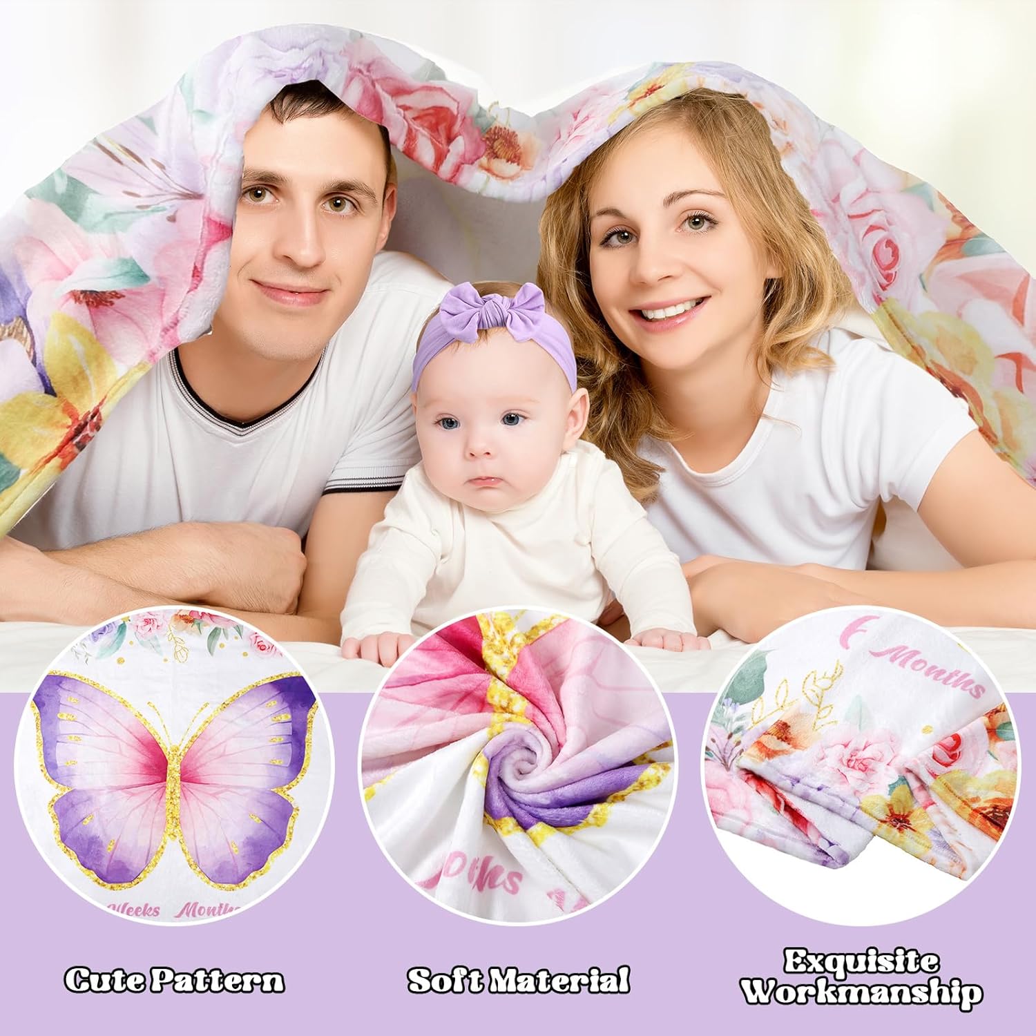 Butterfly Baby Milestone Blanket Set for Baby Girls