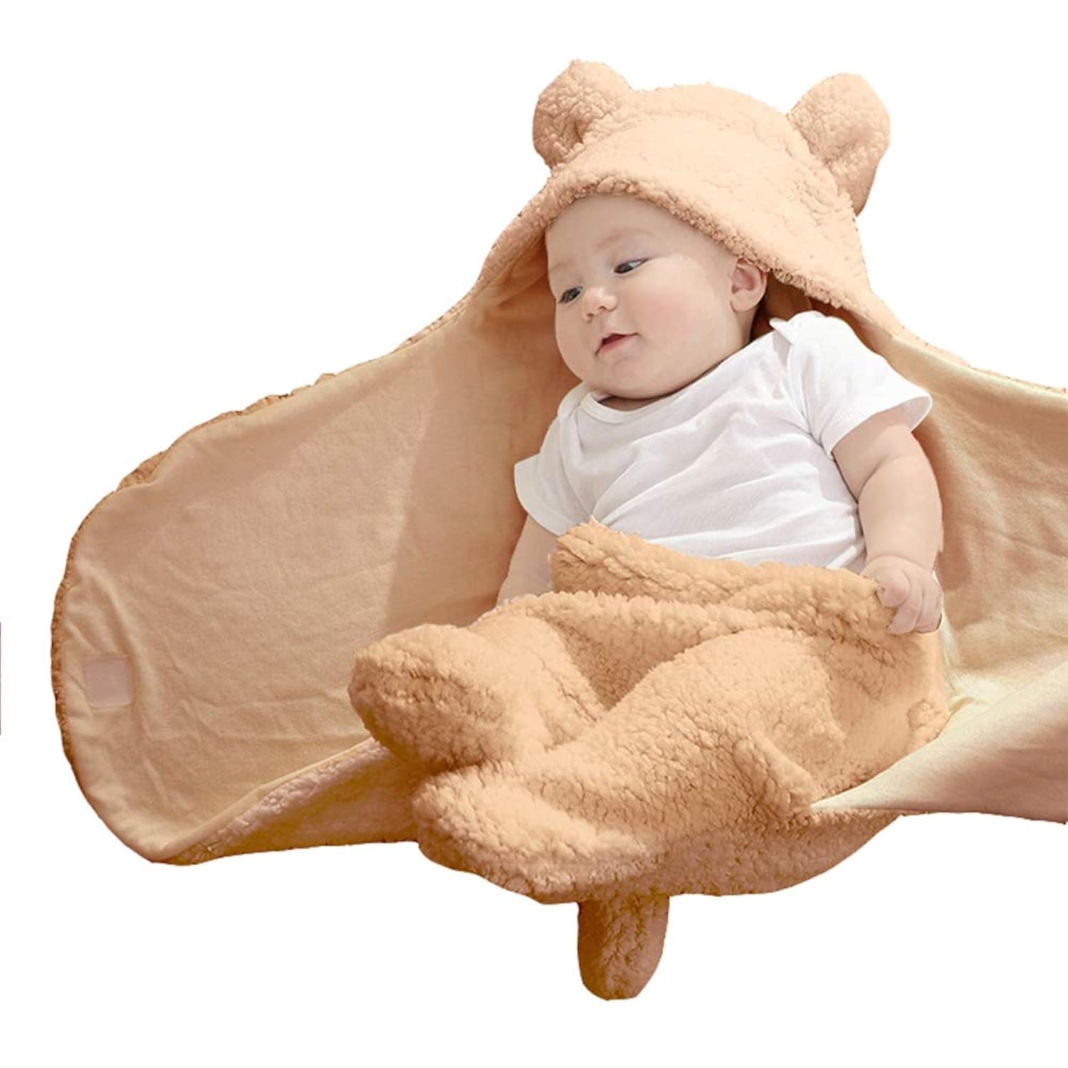 XMWEALTHY Plush Swaddle Blanket Brown for Newborn Babies