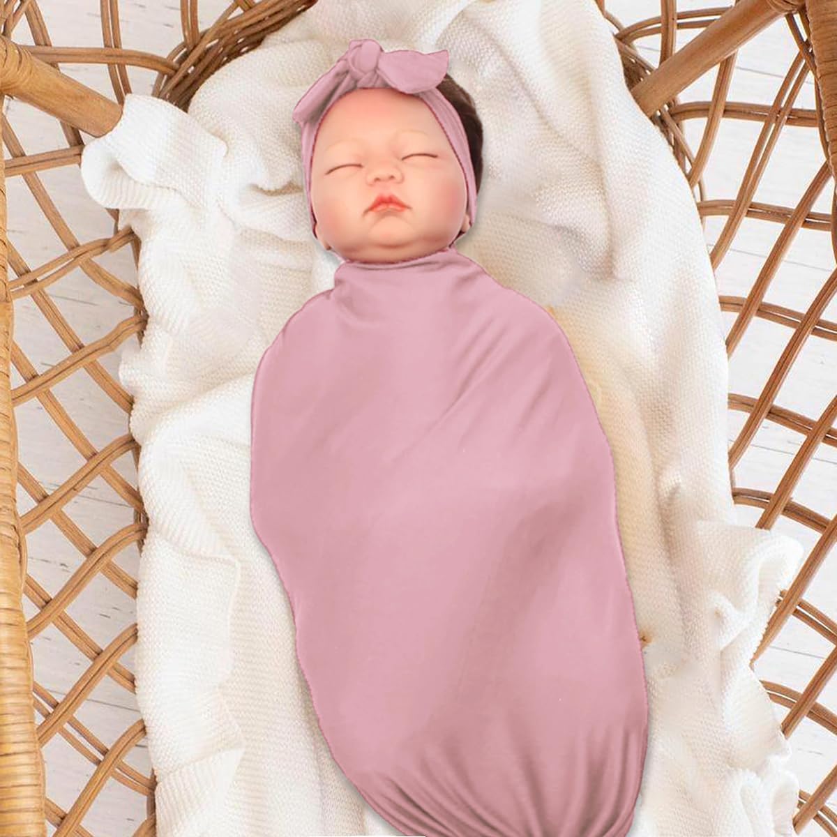 OWLOWLA 2Pack Newborn Swaddle Blanket with Hat Set