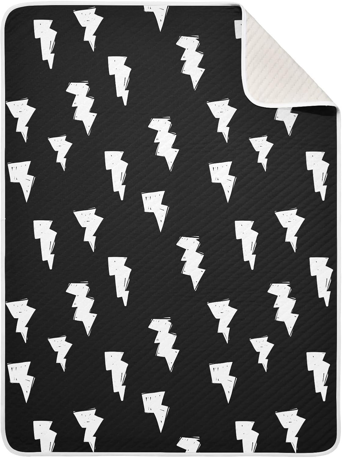 KICPOAY Doodle White Lightning Bolt Swaddle Blanket for Newborns