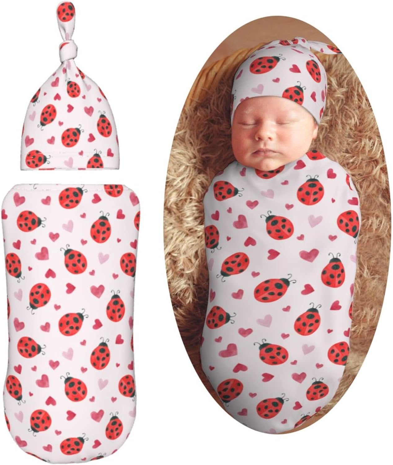 KiuLoam Hummingbird Flowers Swaddle Set with Hat