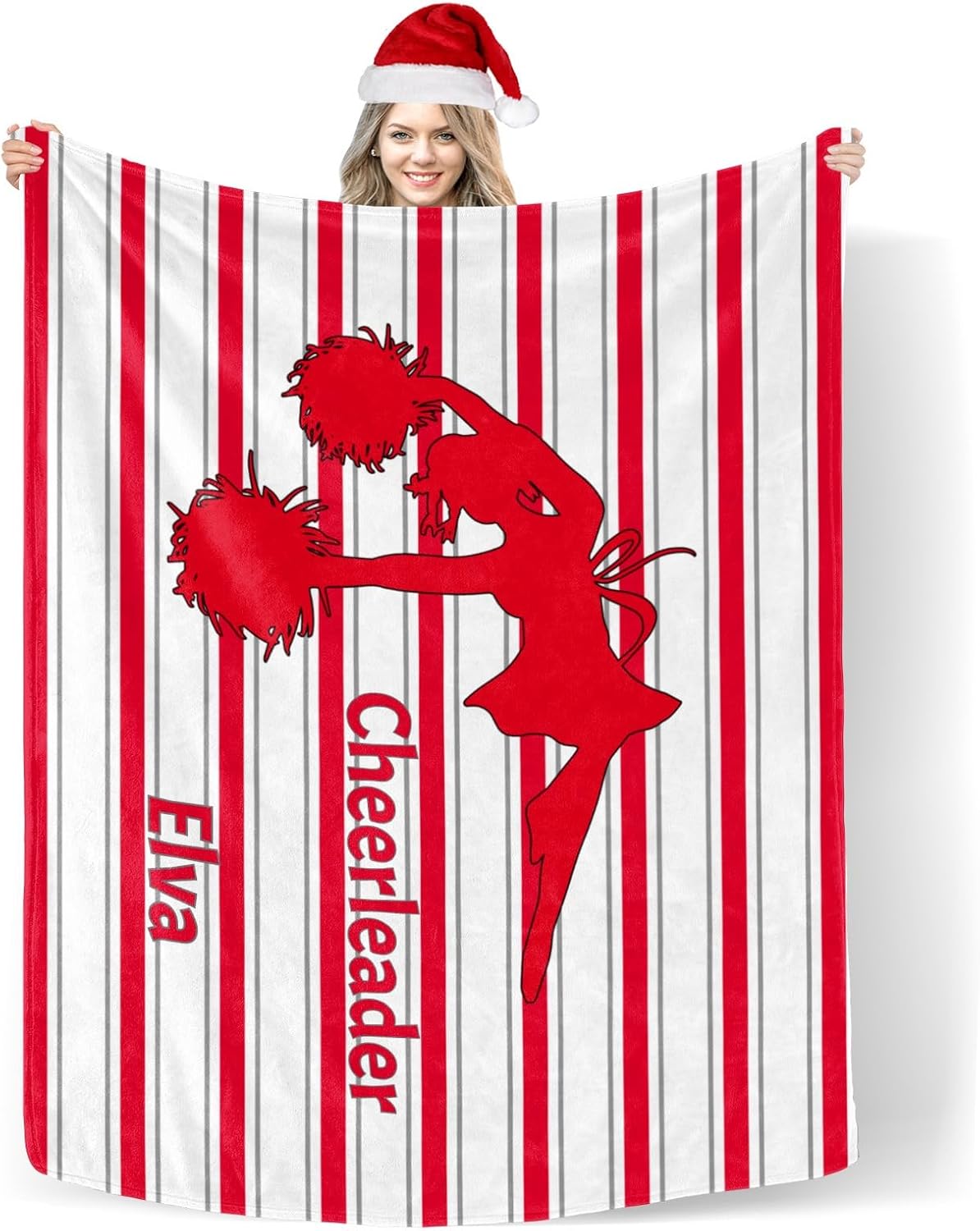 Custom Blanket with Name Text Cheerleader Stripe Red Swaddling Blanket 30X40inch