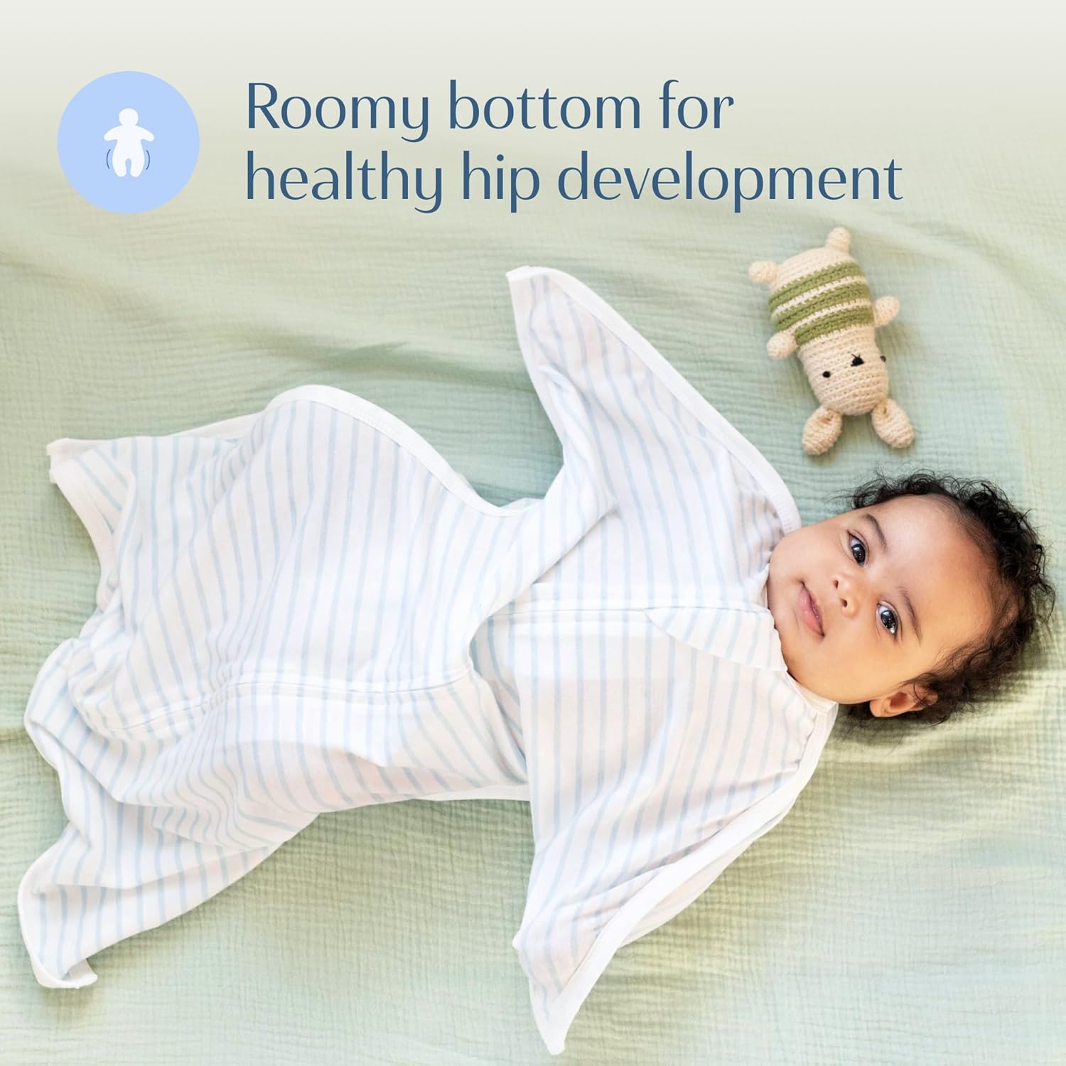 SleepingBaby Zipadee-Zip Transition Swaddle - BlueCream Medium 6-12 Months