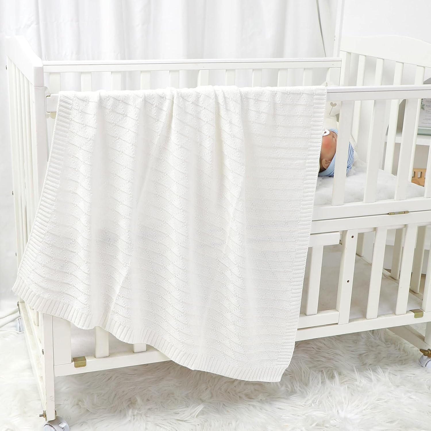 Wugugu Baby Receiving Blanket 30x40 Inch Soft Knit Neutral Swaddle