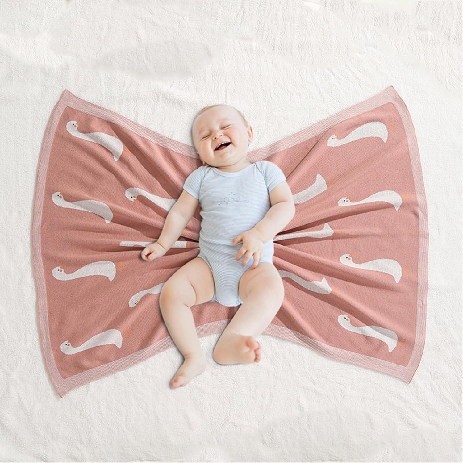 Loyfoky Baby Blanket 100 Cotton Swaddle 40x30in Pink