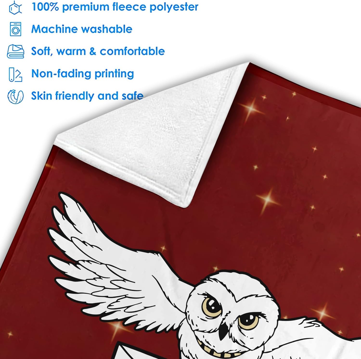 Zocoshi Personalized Wizard Owl Blanket Custom Name Letter Throw