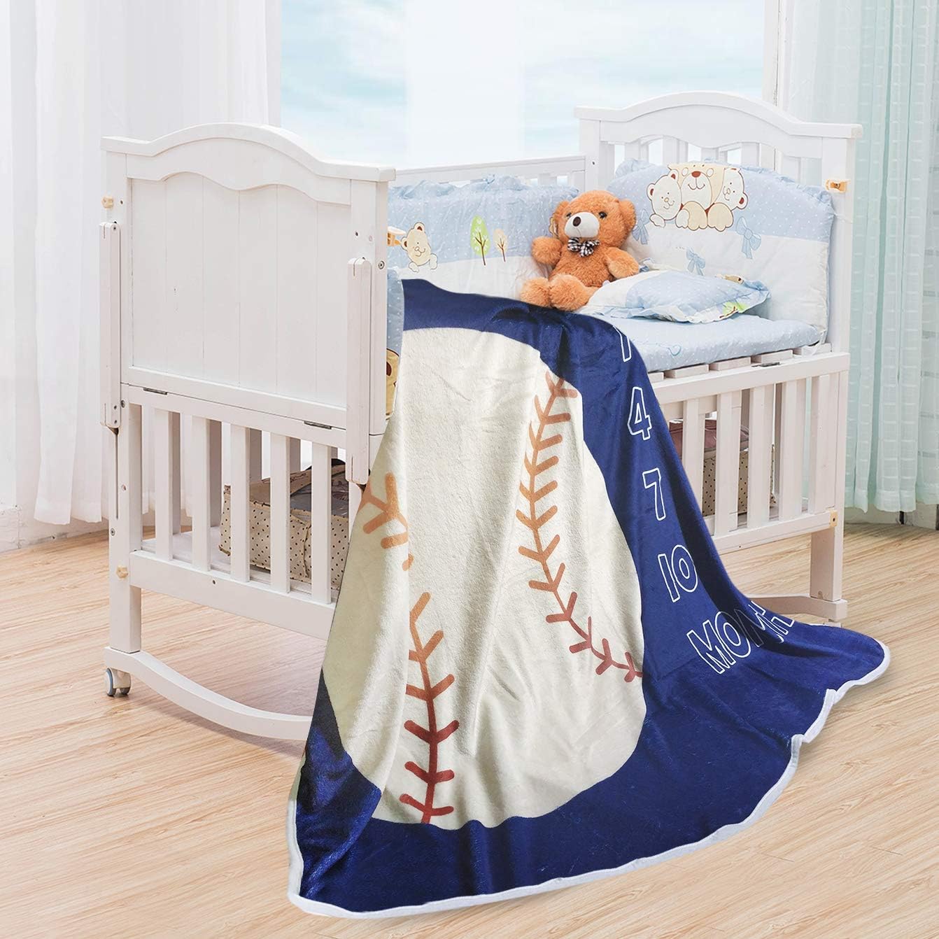 Tebaby Baby Milestone Blanket - 51x40 Inch Unisex Neutral Personalized Growth Chart