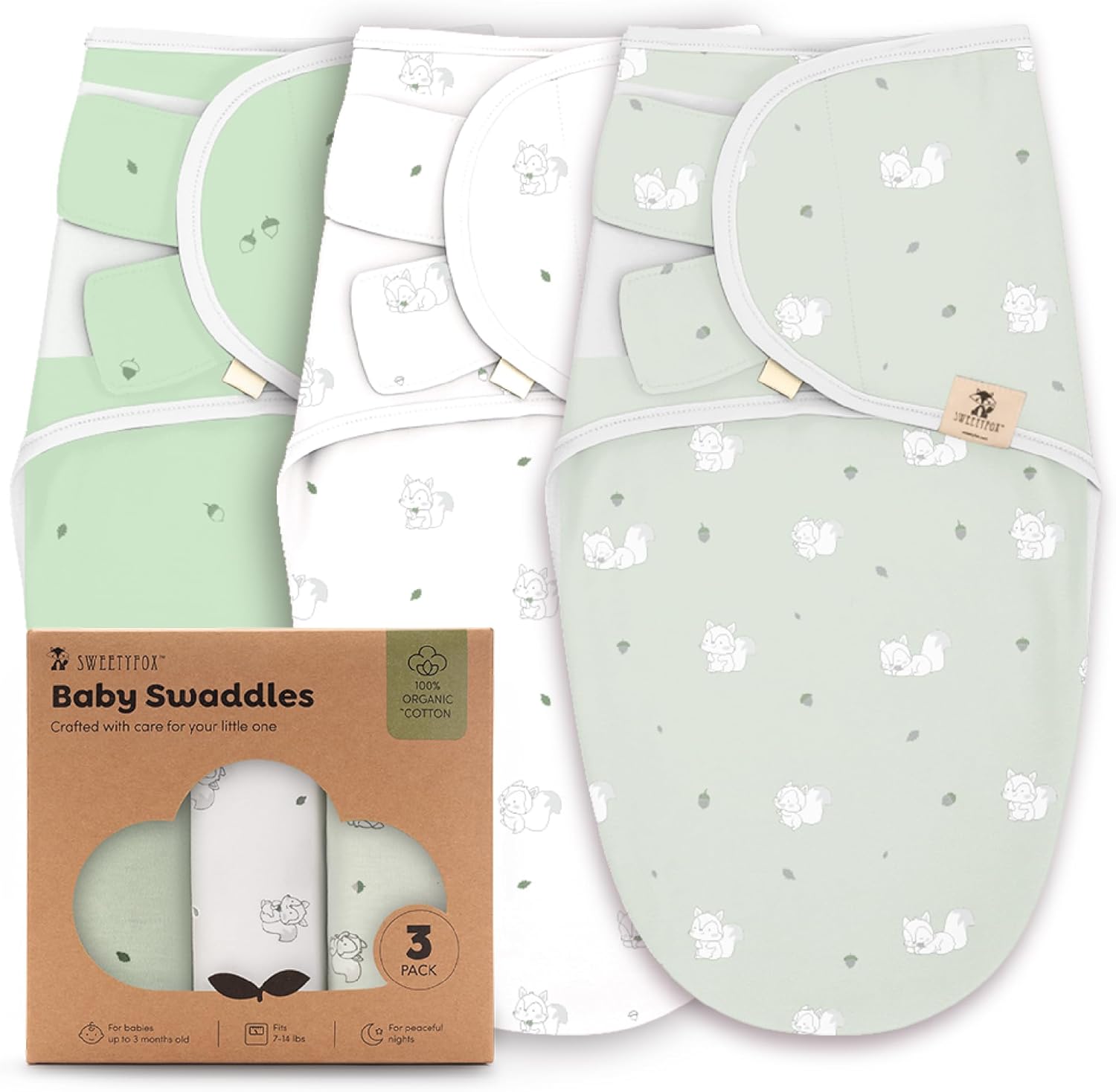 Sweety Fox 3-Pack Organic Baby Sleep Sacks 1