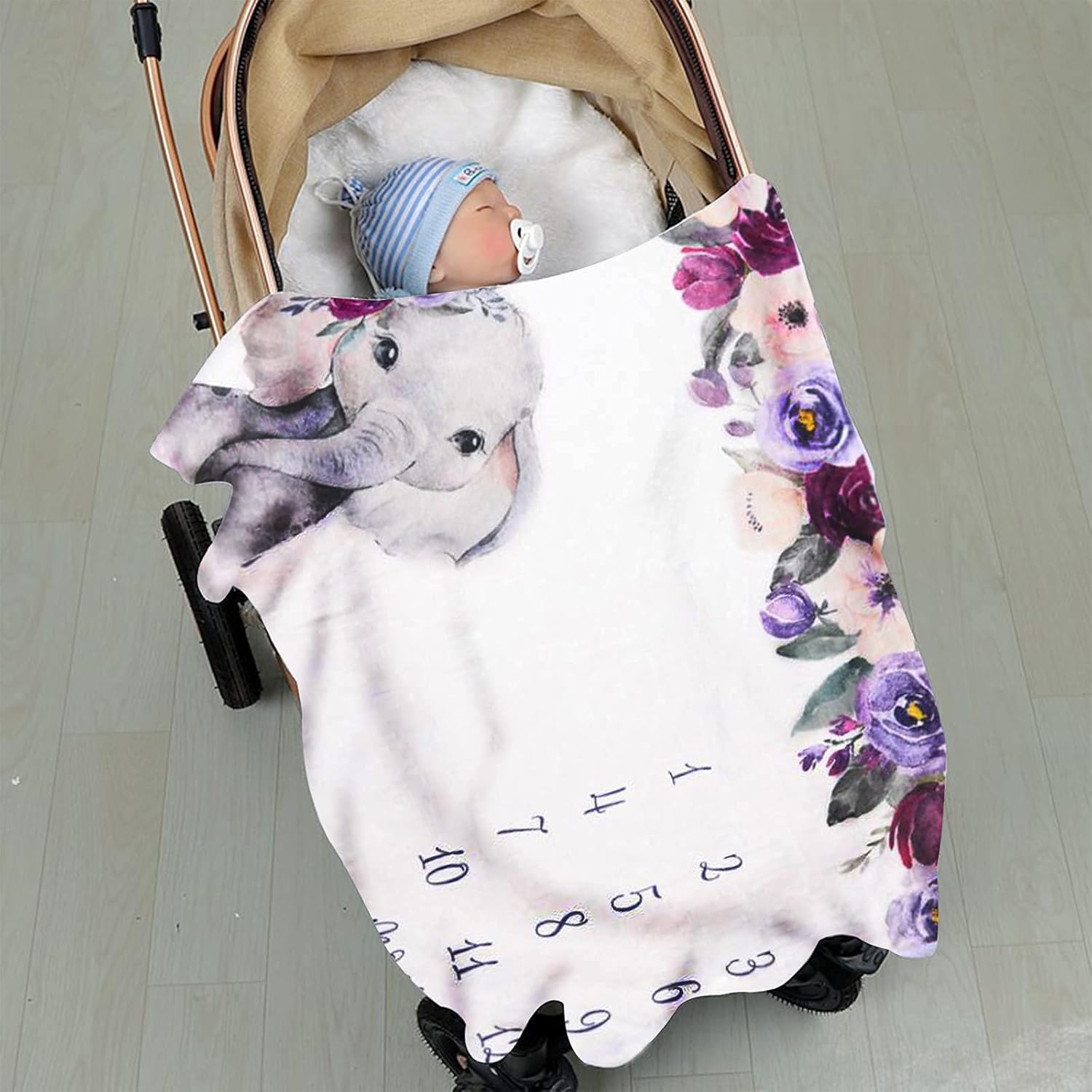 Apone Fatu Elephant Newborn Milestone Blanket