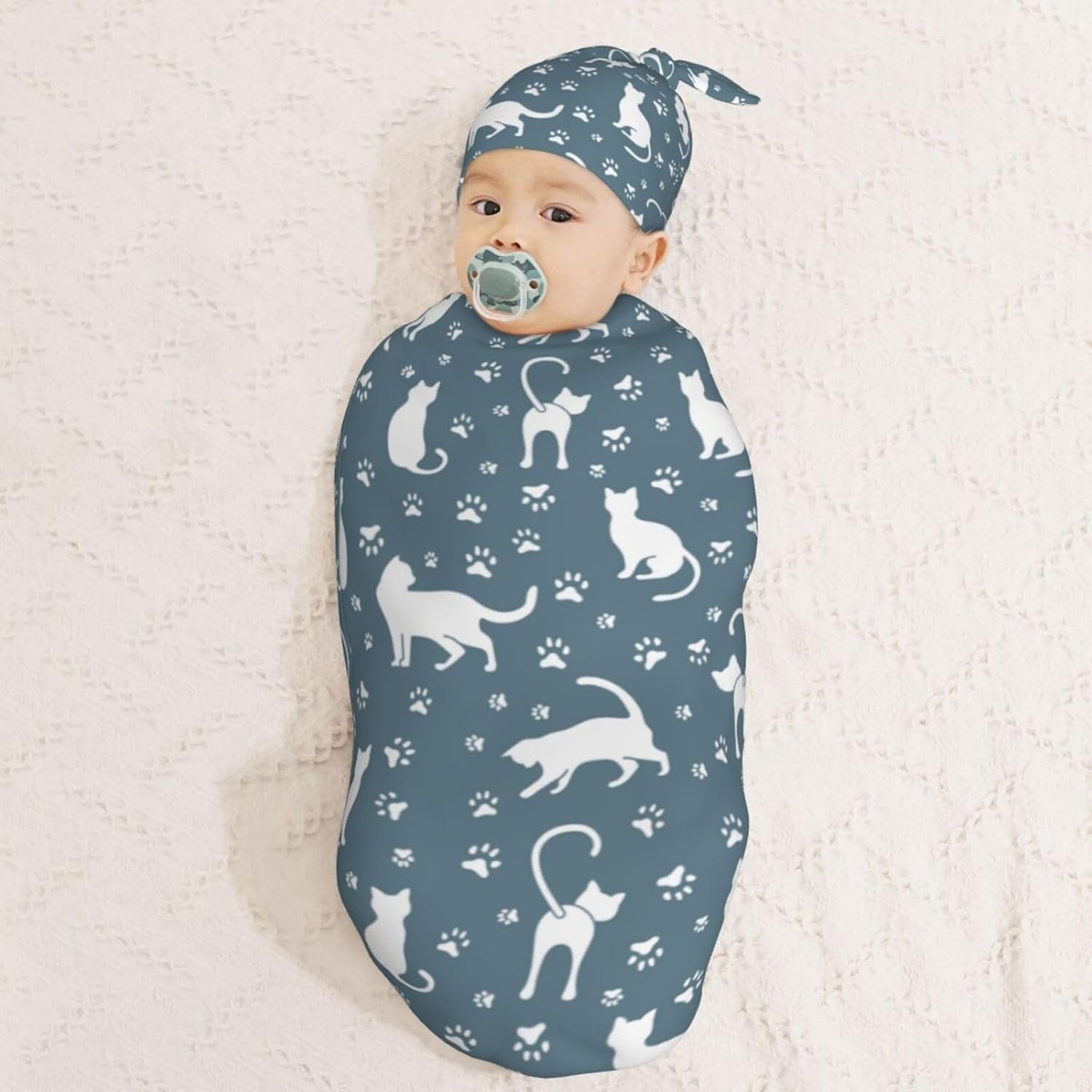 Muishi Newborn Swaddle Blanket Hat Set for Baby