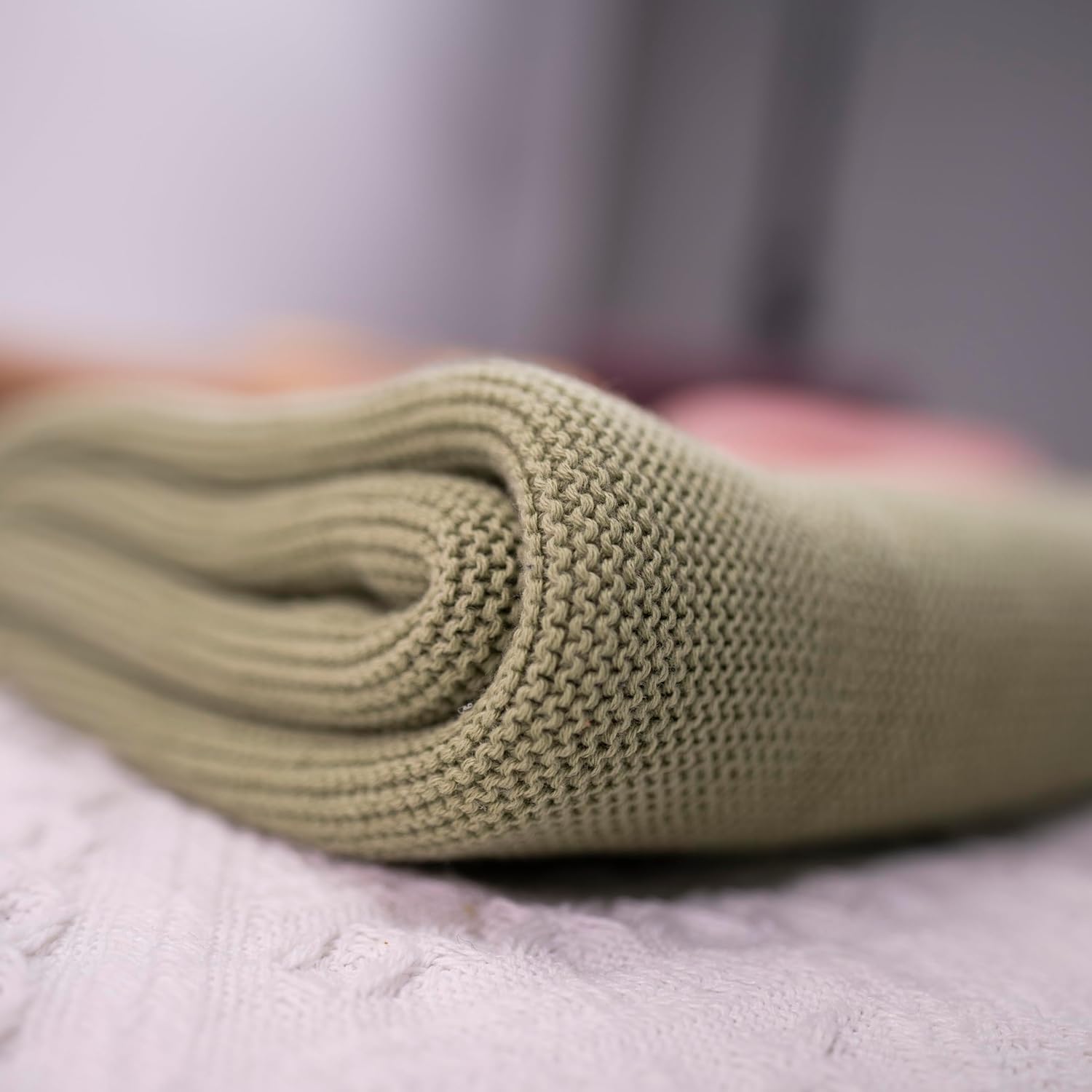 NAZENTI Personalized Knit Baby Blanket with Embroidered Name 1