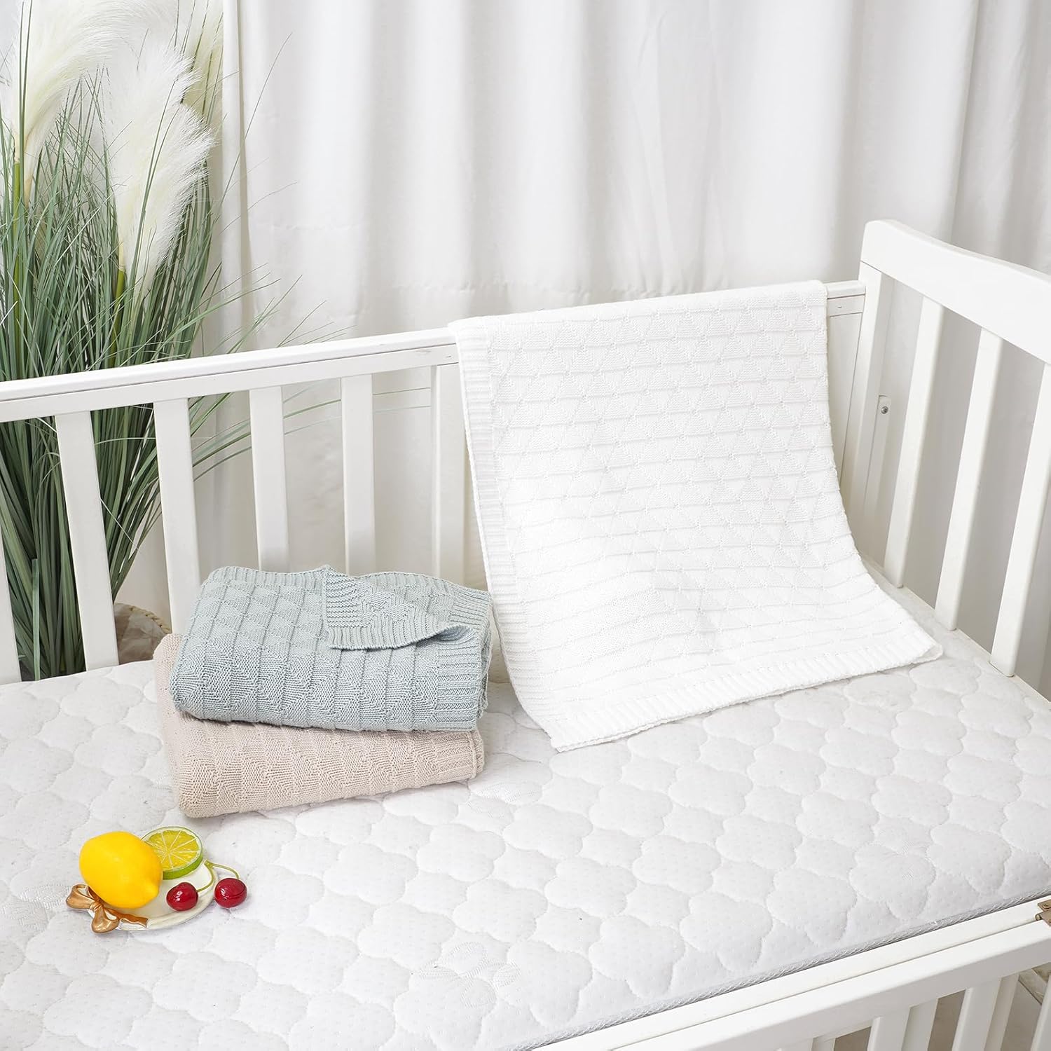 Wugugu Baby Receiving Blanket 30x40 Inch Soft Knit Neutral Swaddle
