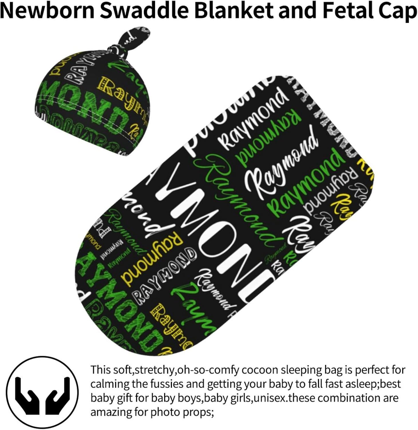 Personalized Name Swaddle Set for Baby Girl or Boy