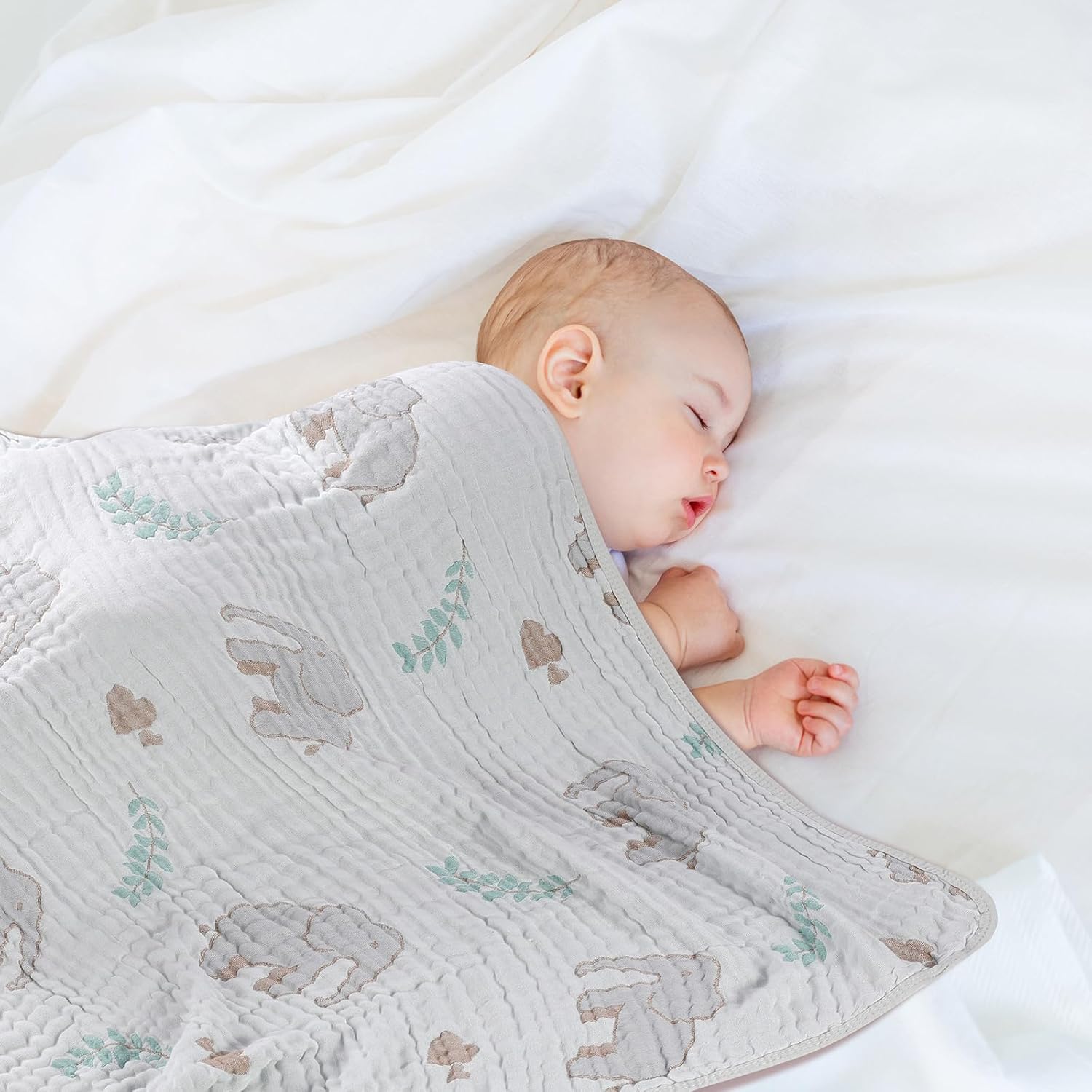 HardNok Ultra Soft Muslin Baby Blanket - Forest Elephant Design