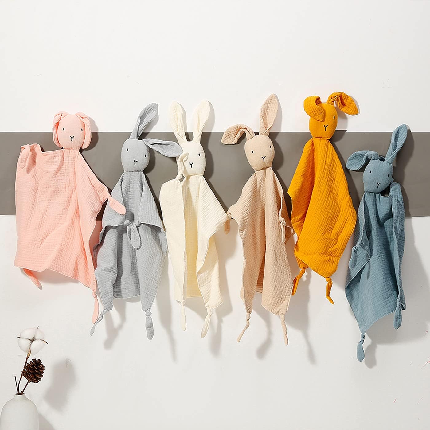 ZIGJOY Bunny Lovey Muslin Blanket for Babies Khaki
