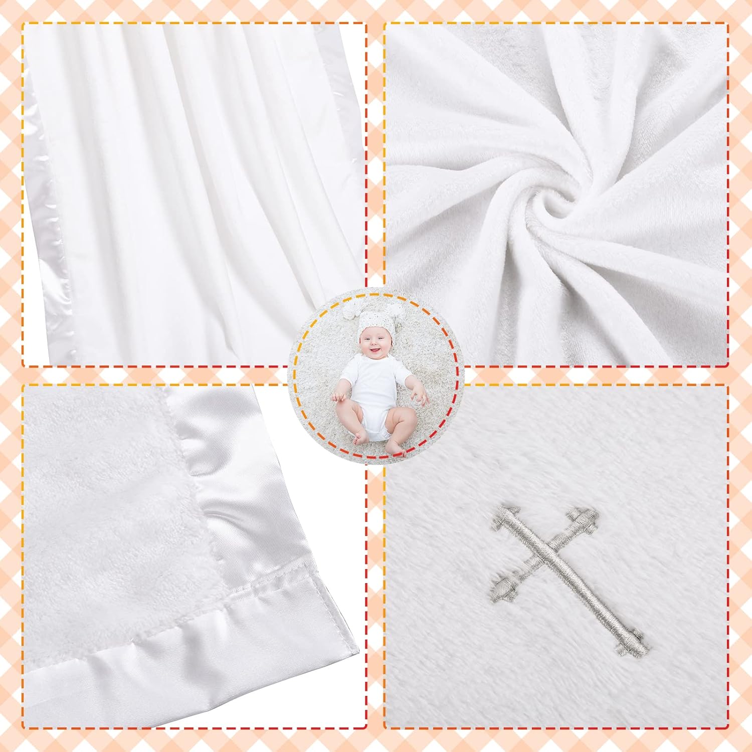Panelee Baptism Blanket Set with Cross Embroidery