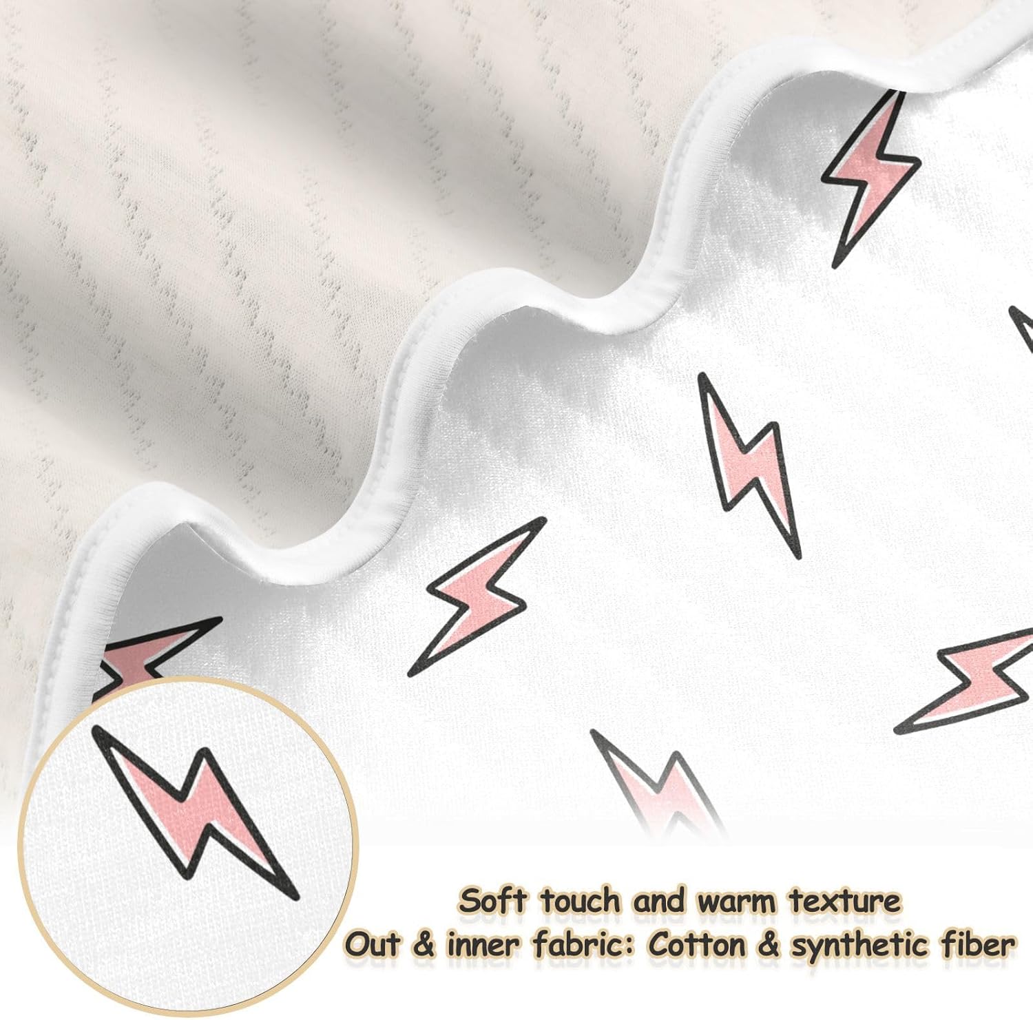 Pink Lightning Bolt Baby Swaddle Blanket for Boys and Girls