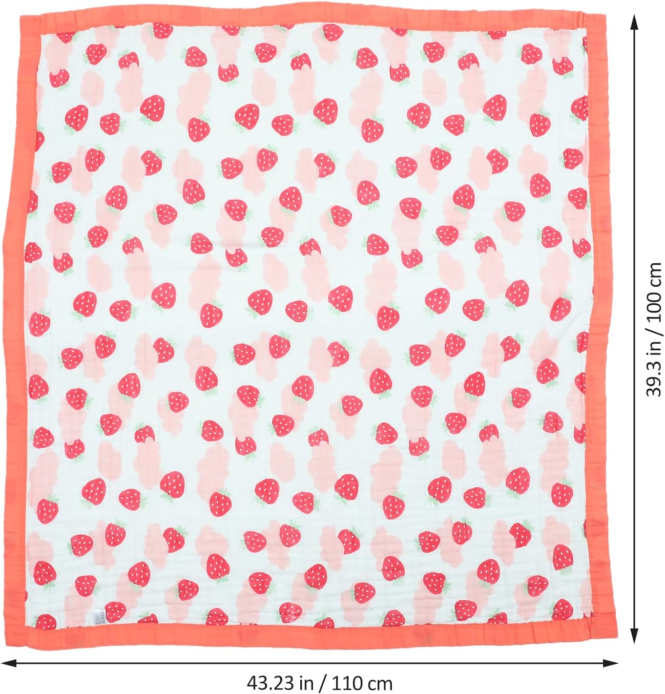 Baby Muslin Swaddle Blanket Red Strawberry Pattern 110x110cm