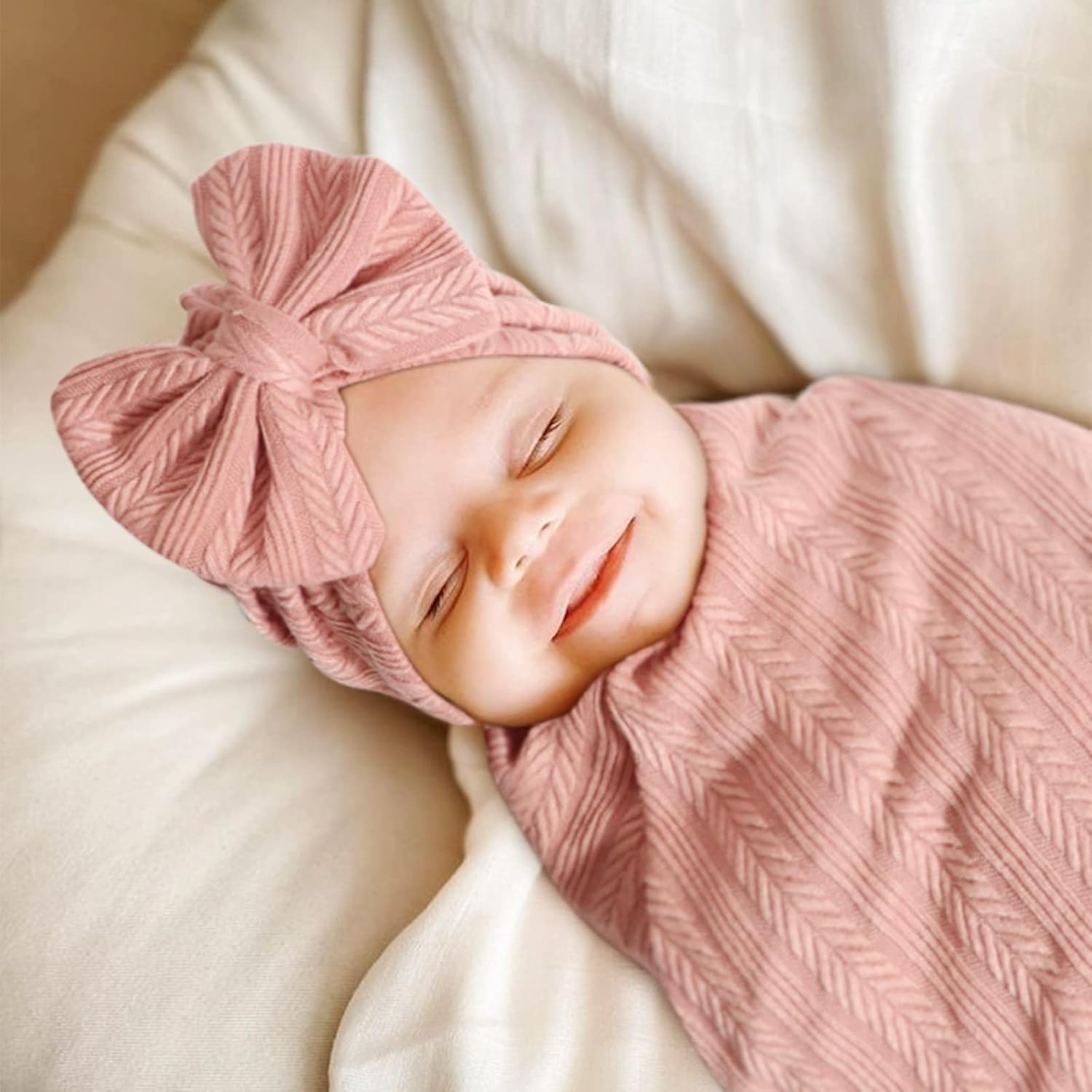 DRESHOW Newborn Blanket Hat Mittens Set Soft Protective