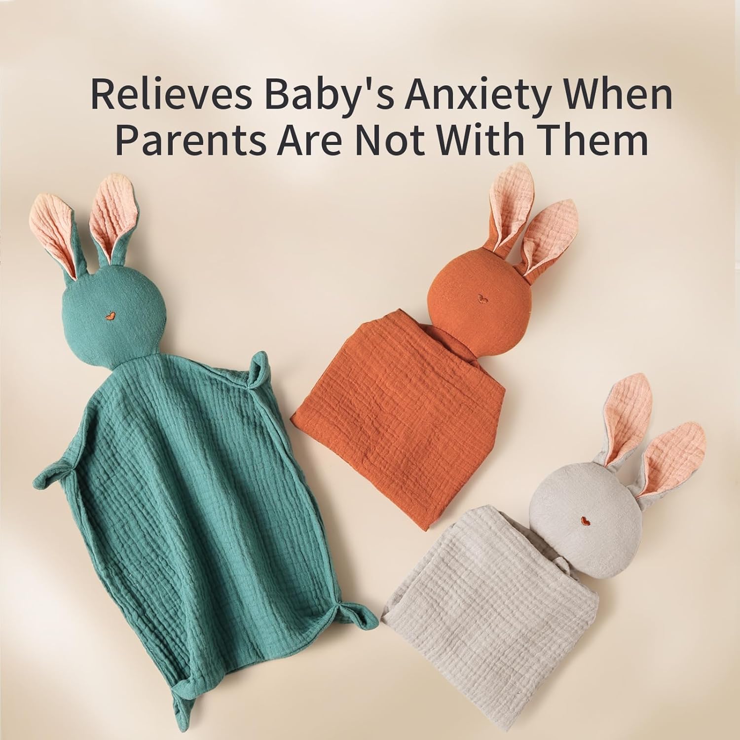 Insular Bunny Lovey Blanket for Babies Organic Cotton Swaddling Blanket Brick Red