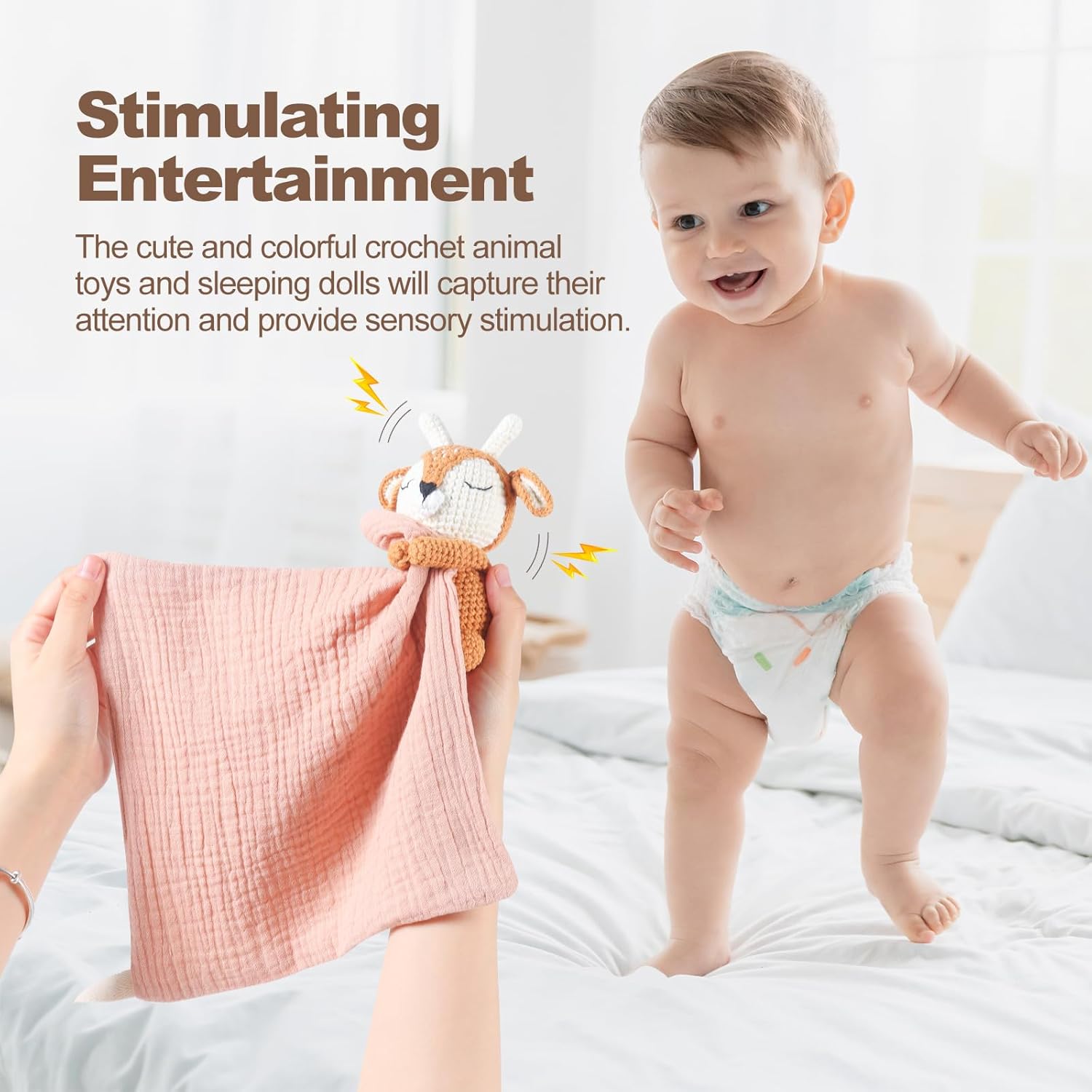 BBYP Baby Deer Security Blanket with Rattle