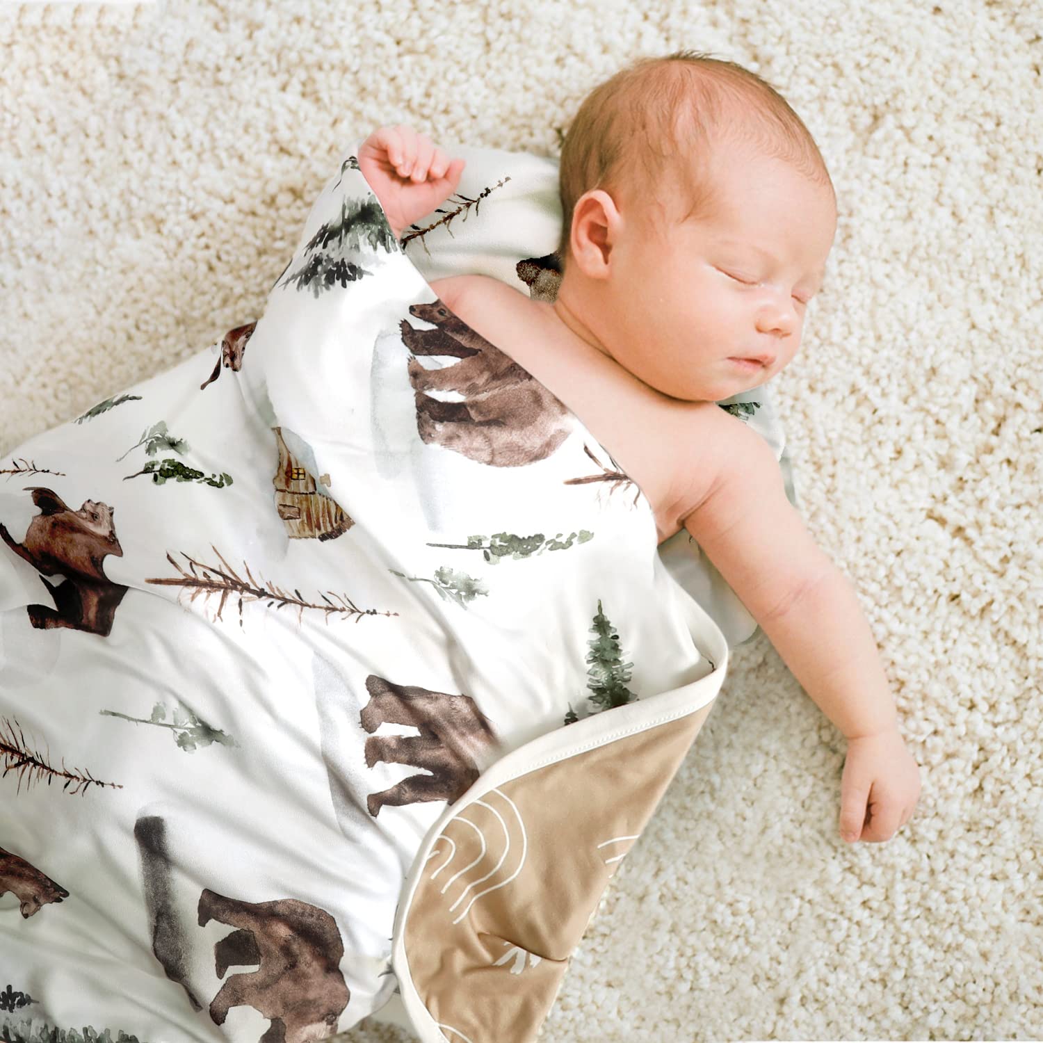 GRSSDER Super Soft Swaddle Blanket for Baby 34x44 Jungle BearRainbow Reversible Blanket