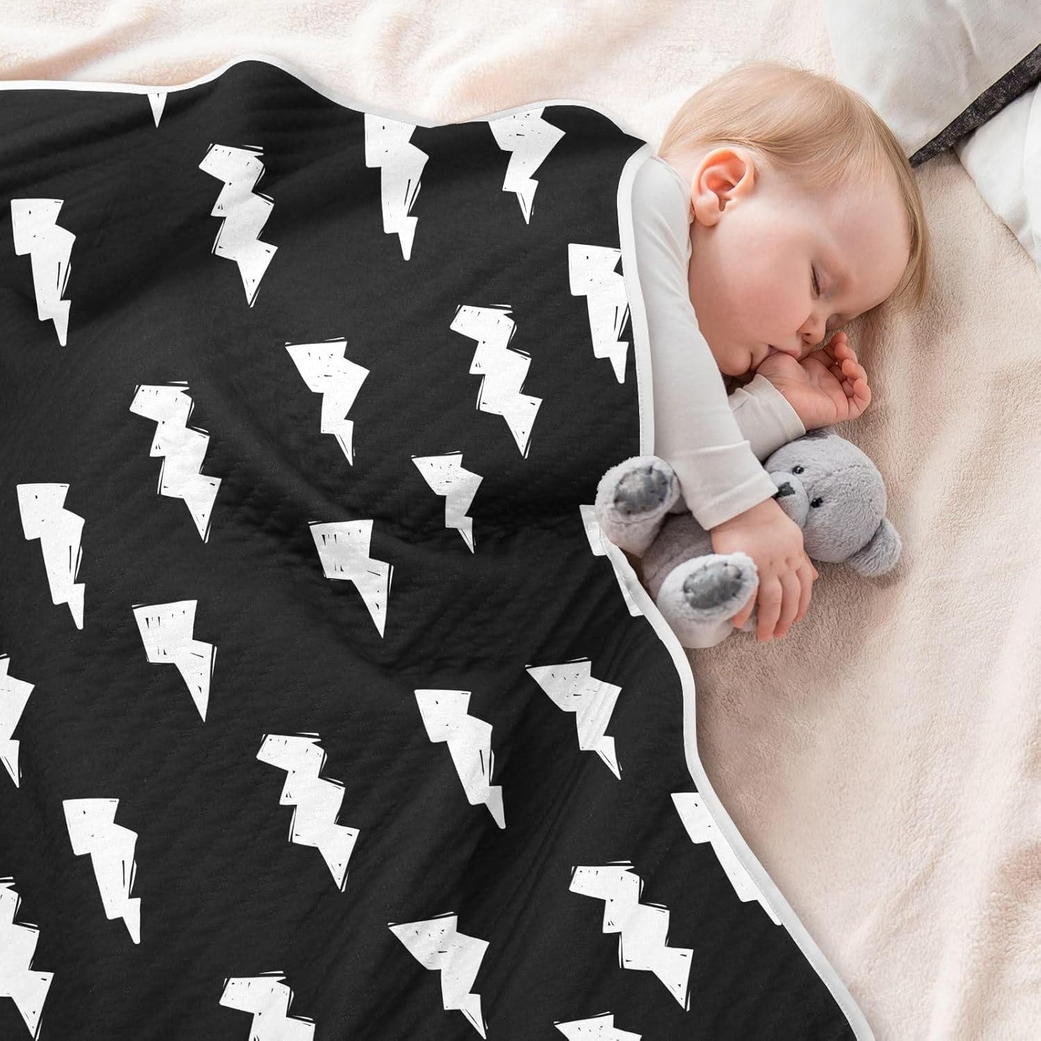 KICPOAY Doodle White Lightning Bolt Swaddle Blanket for Newborns