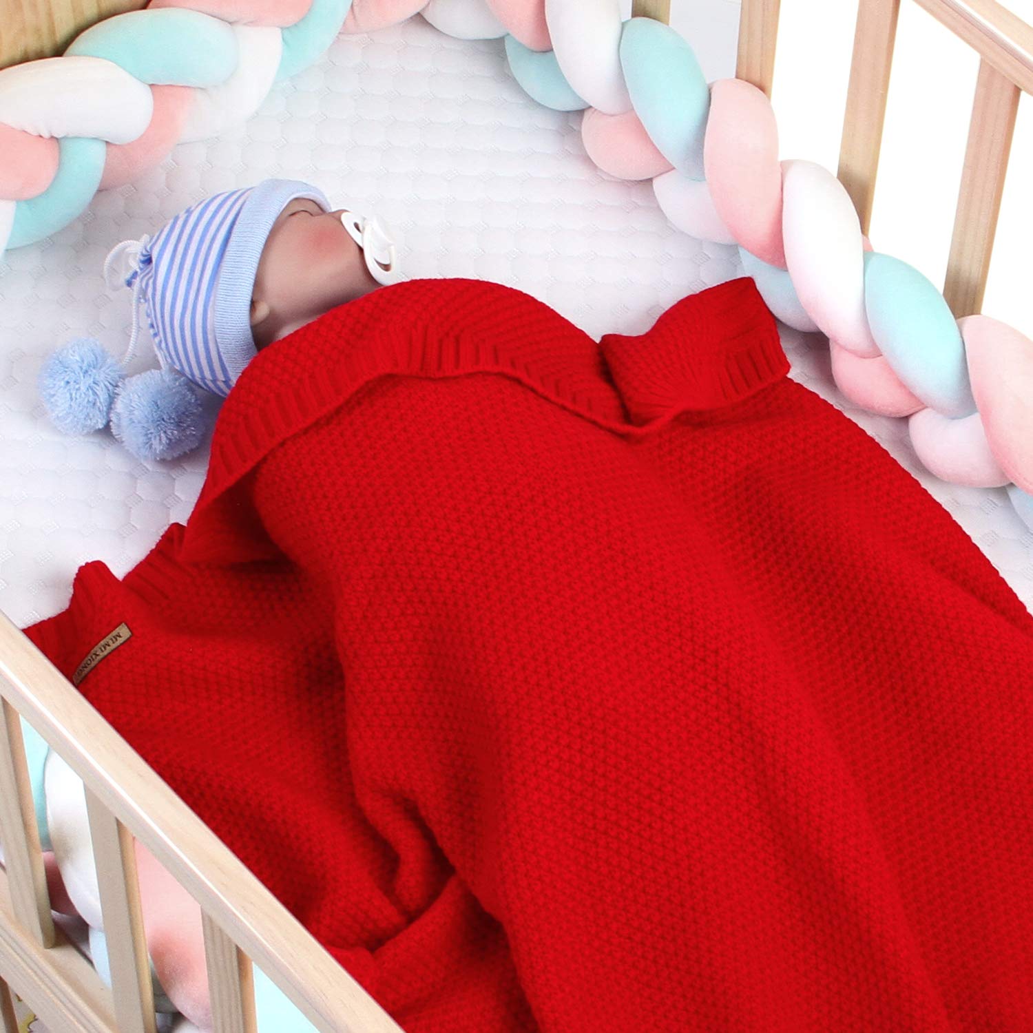Mimixiong Red Baby Blanket 40x30 Inch Knit