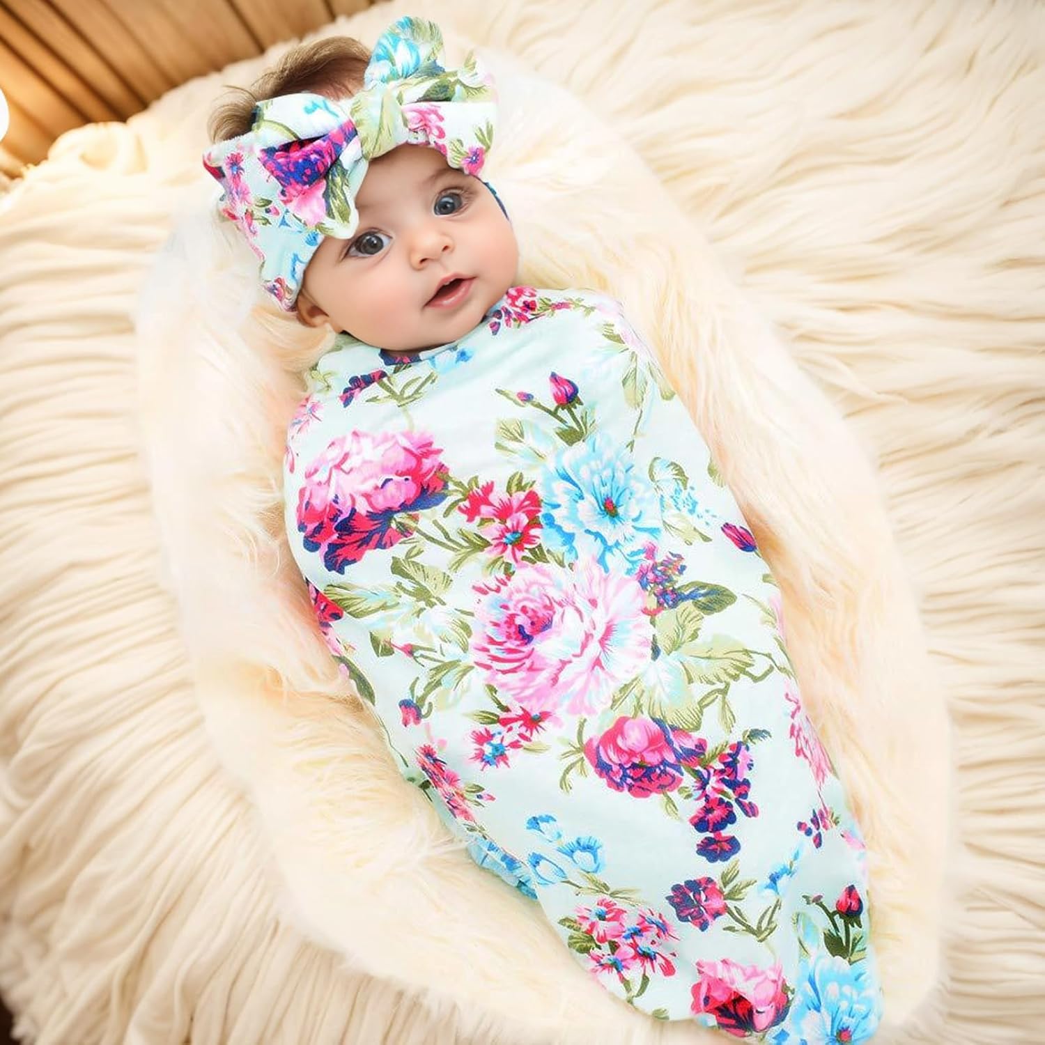 Galabloomer Flower Print Swaddling Blanket Set 1