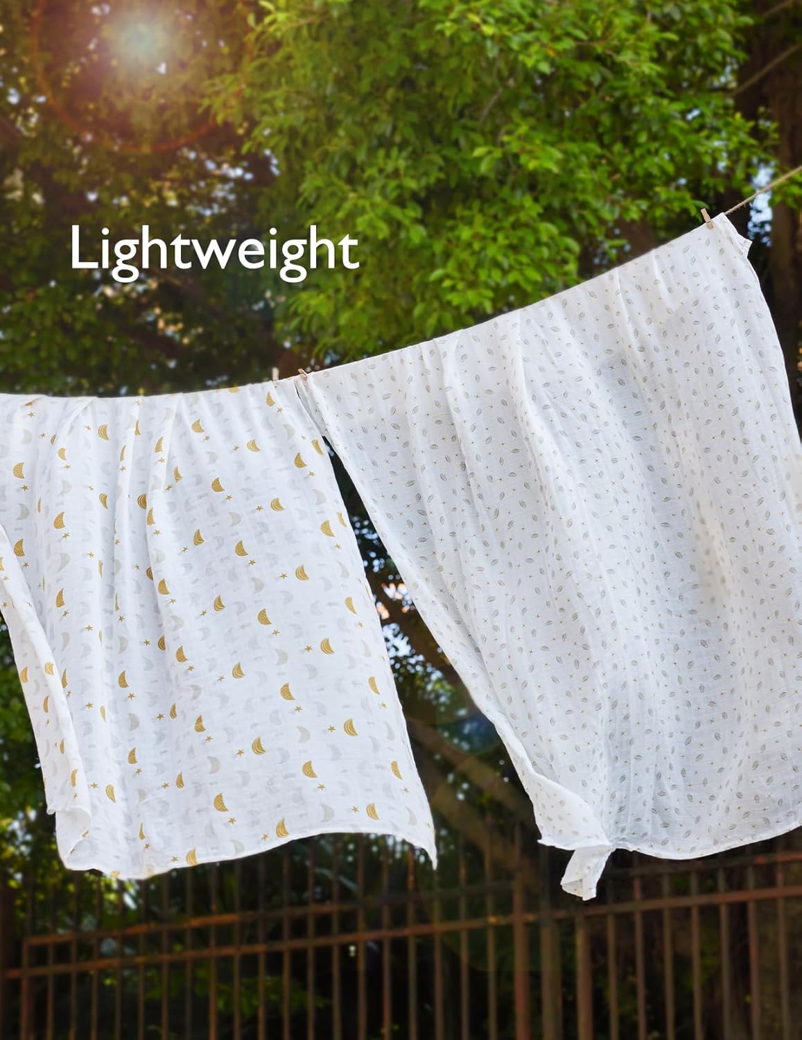Momcozy Muslin Swaddle Blankets 4 Pack Neutral Star Print