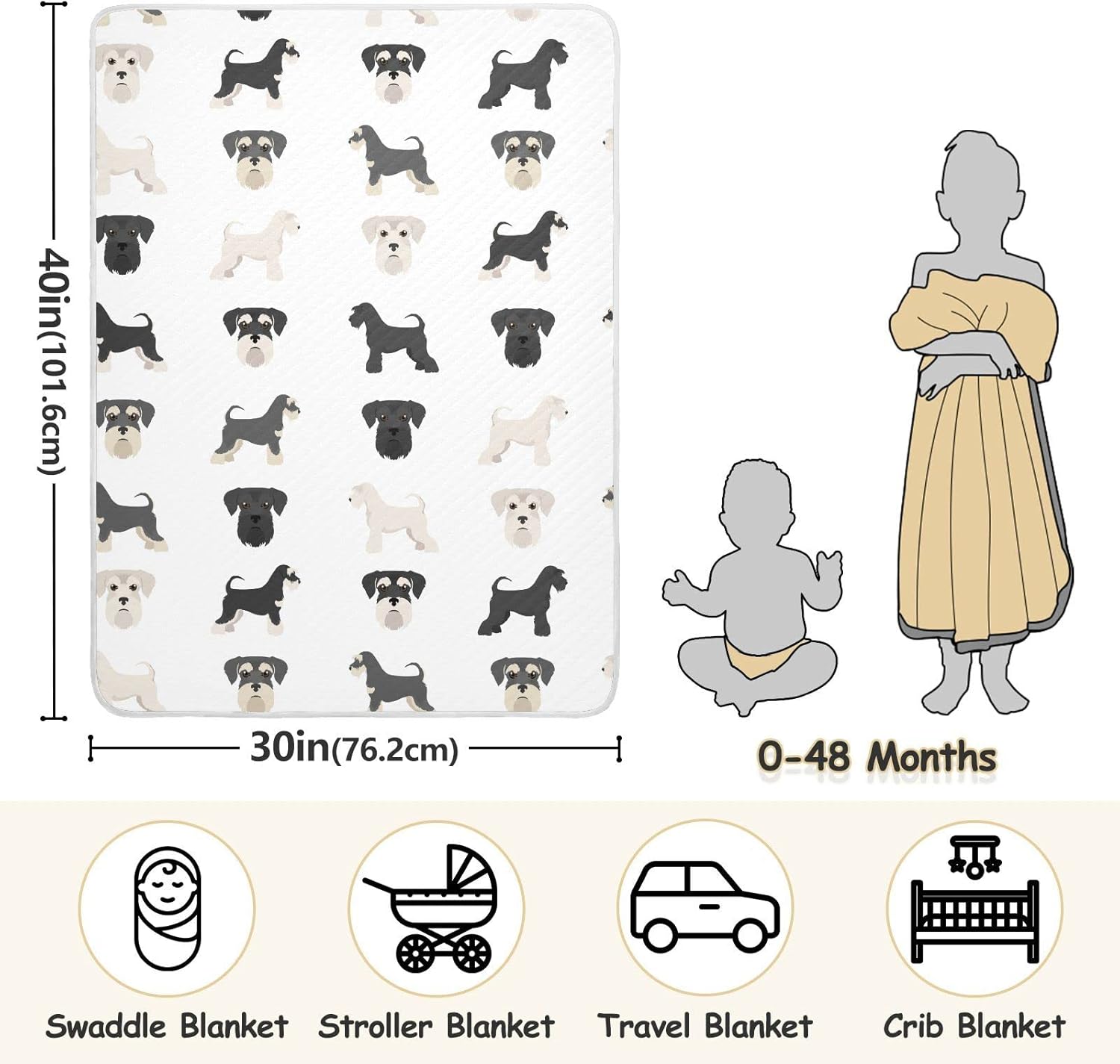 Soft Cotton Swaddle Blanket for Baby Pet 30x40 Inches