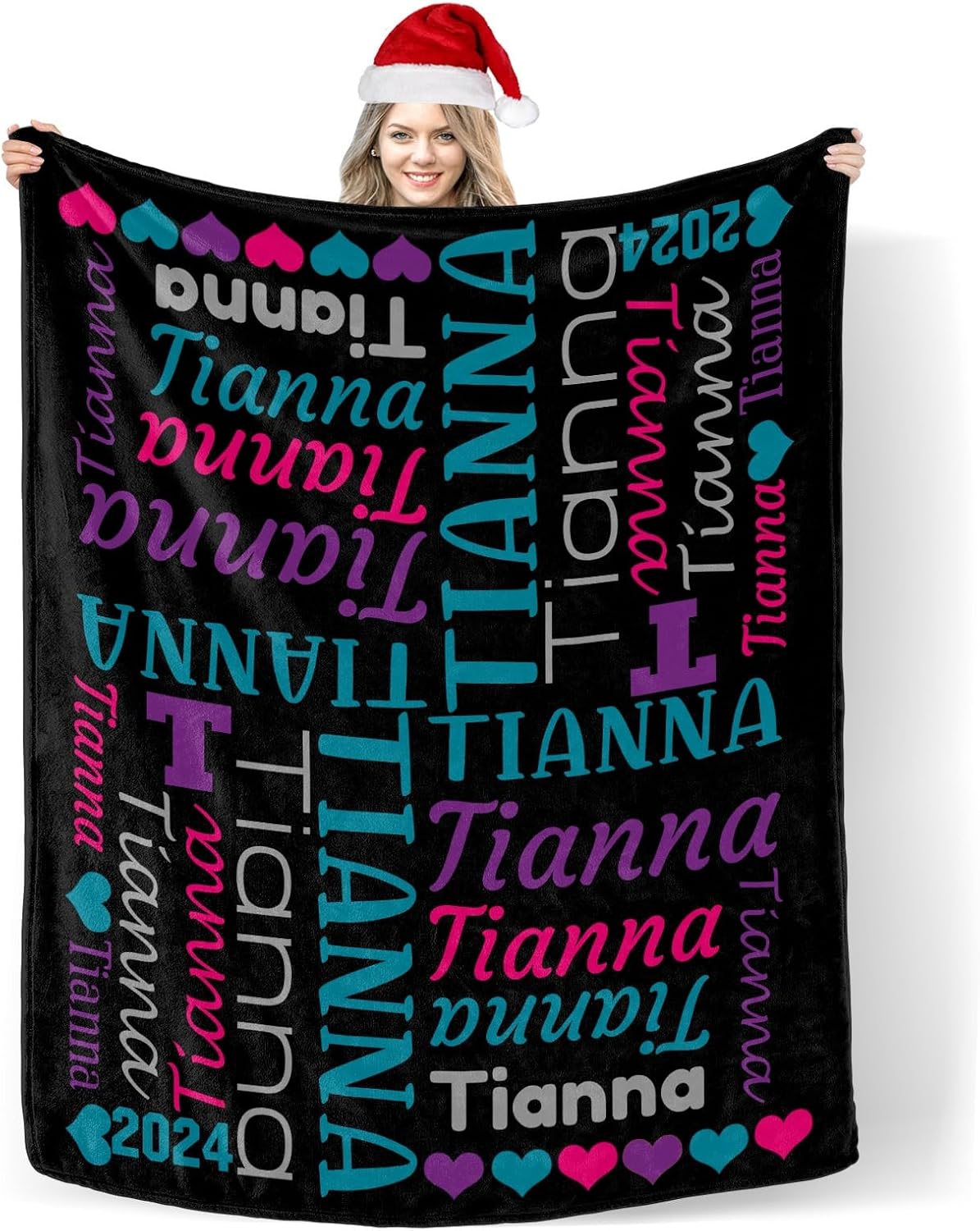 Custom Blanket with Name Text Soft Cozy Swaddling Blanket for Baby