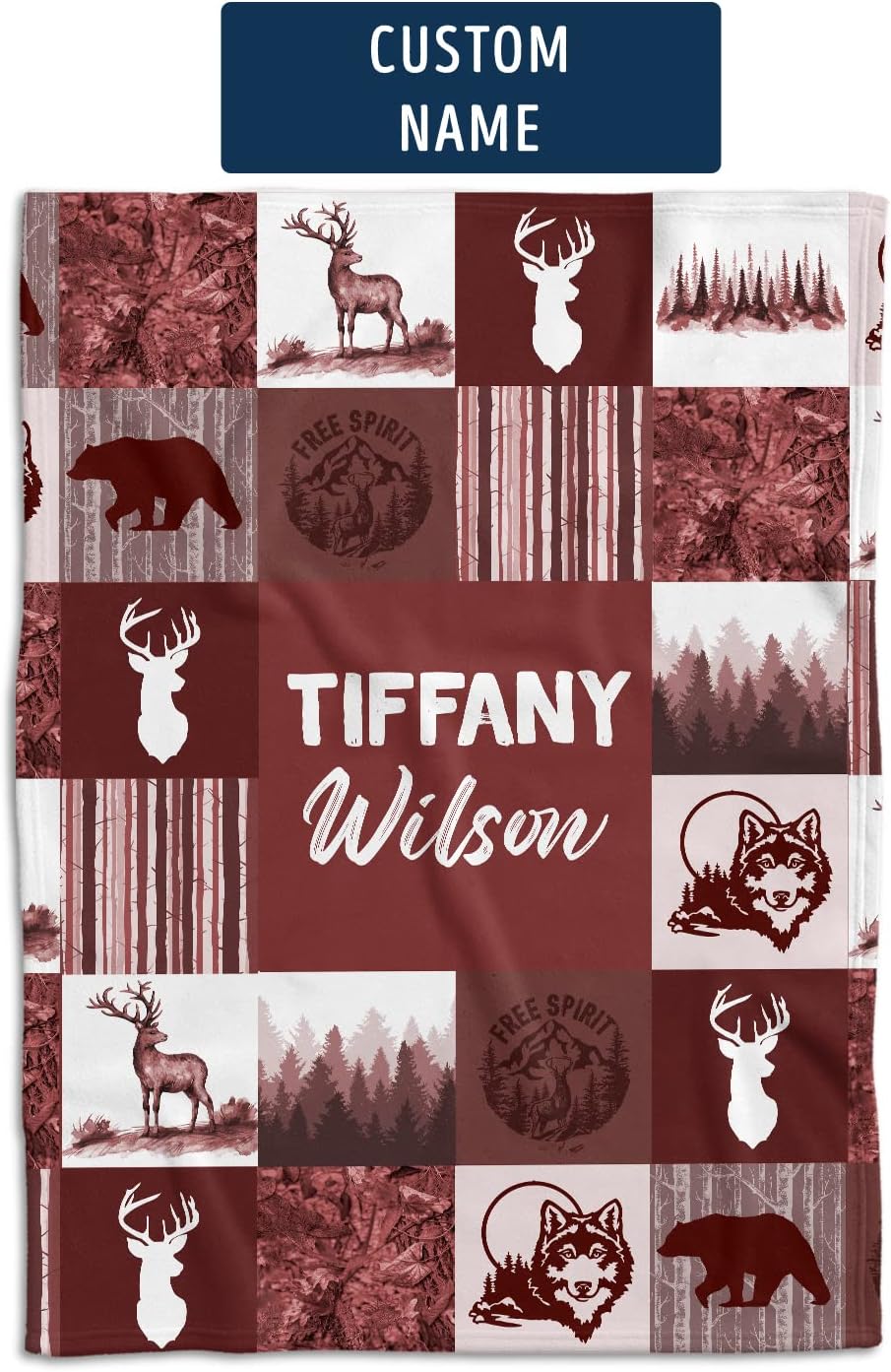 Hykuc Personalized Woodland Baby Blanket with Name 1