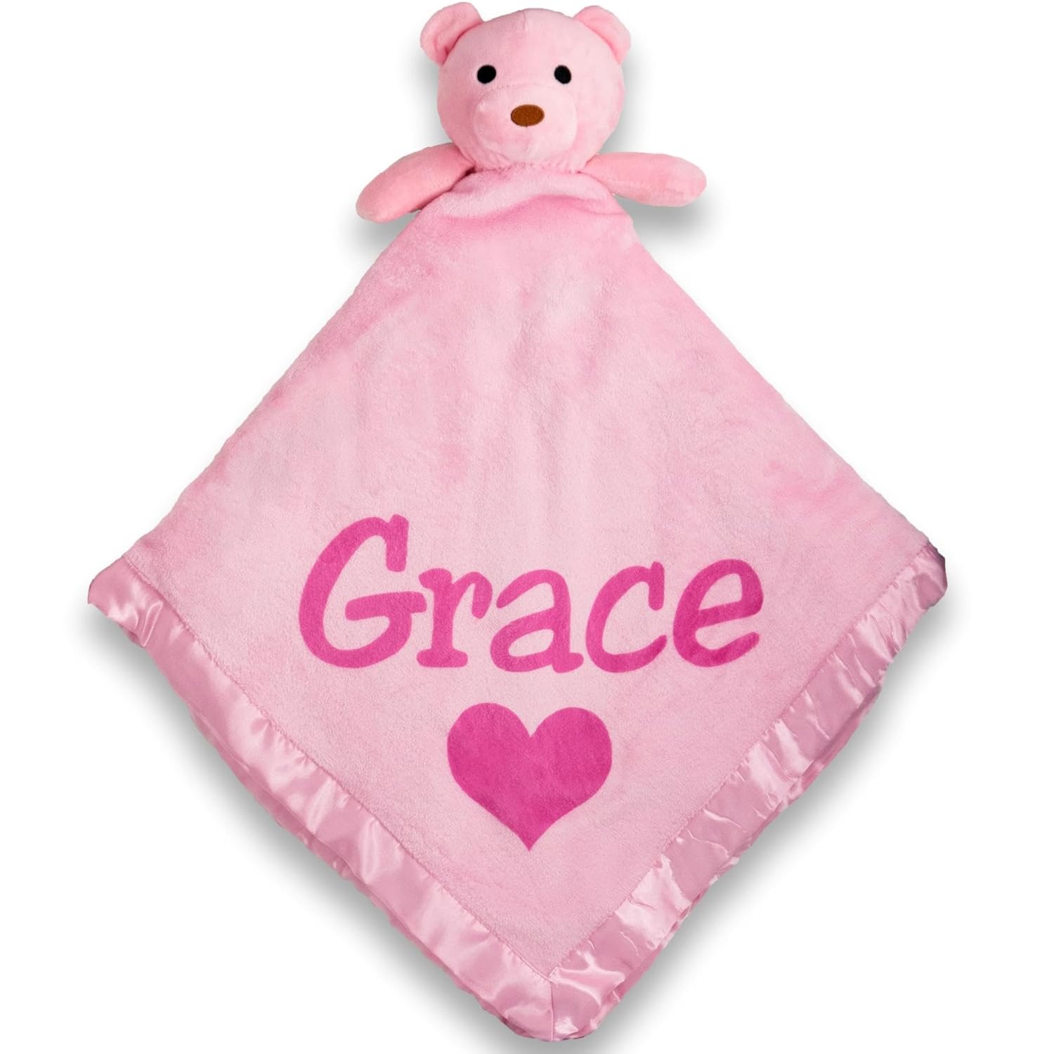 Custom Catch Personalized Teddy Bear Baby Blanket - Pink