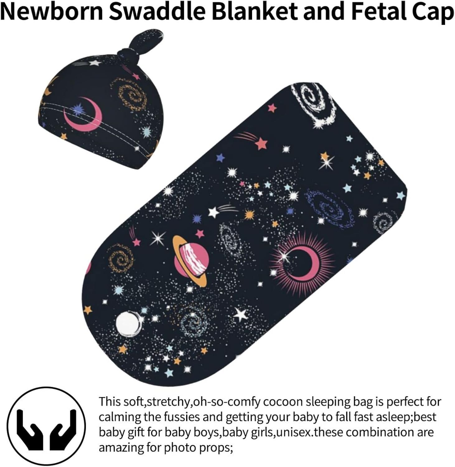 Osvbs Space Galaxy Swaddle Blanket with Beanie Set