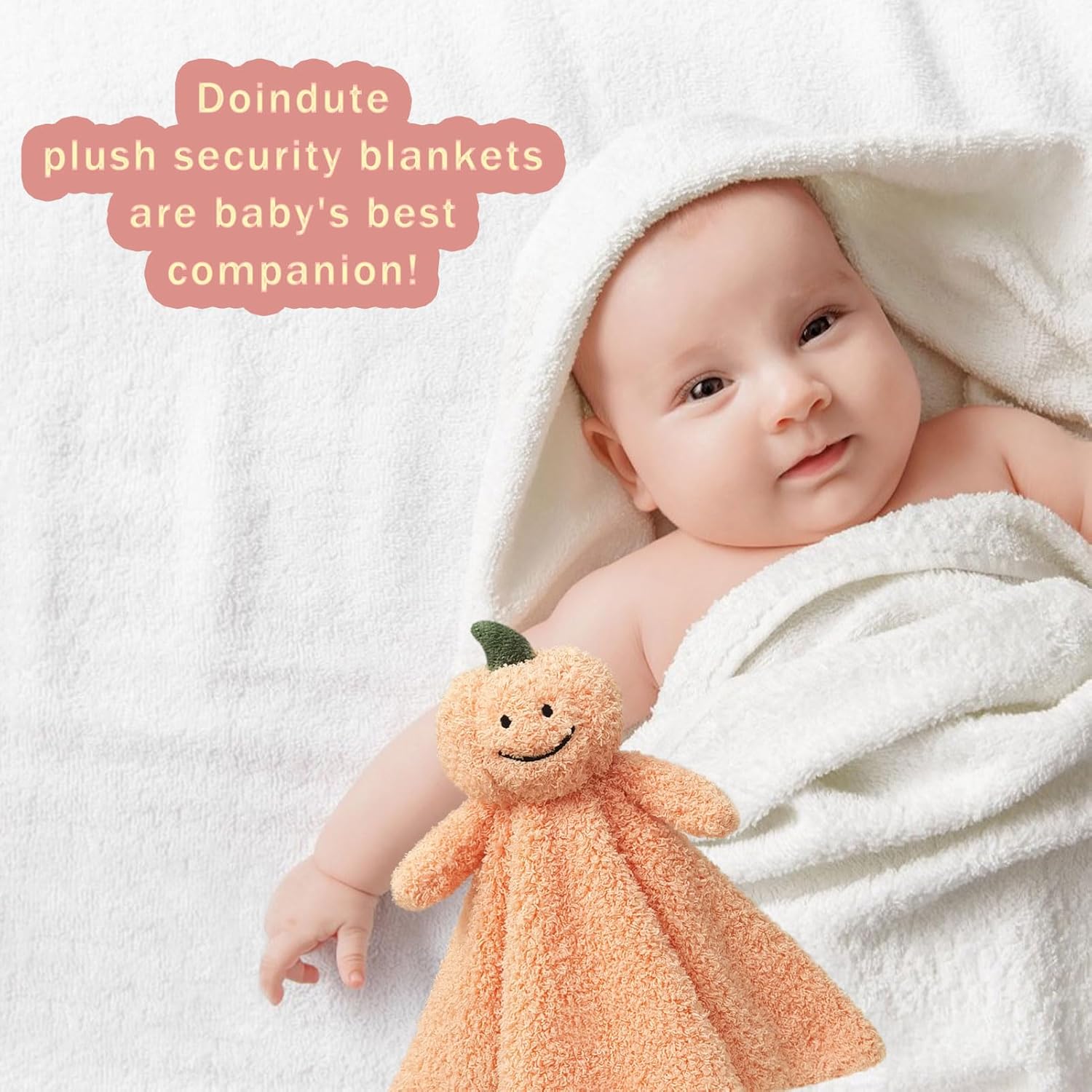 Doindute Baby Orange Pumpkin Security Blanket Plush Lovey for Newborns
