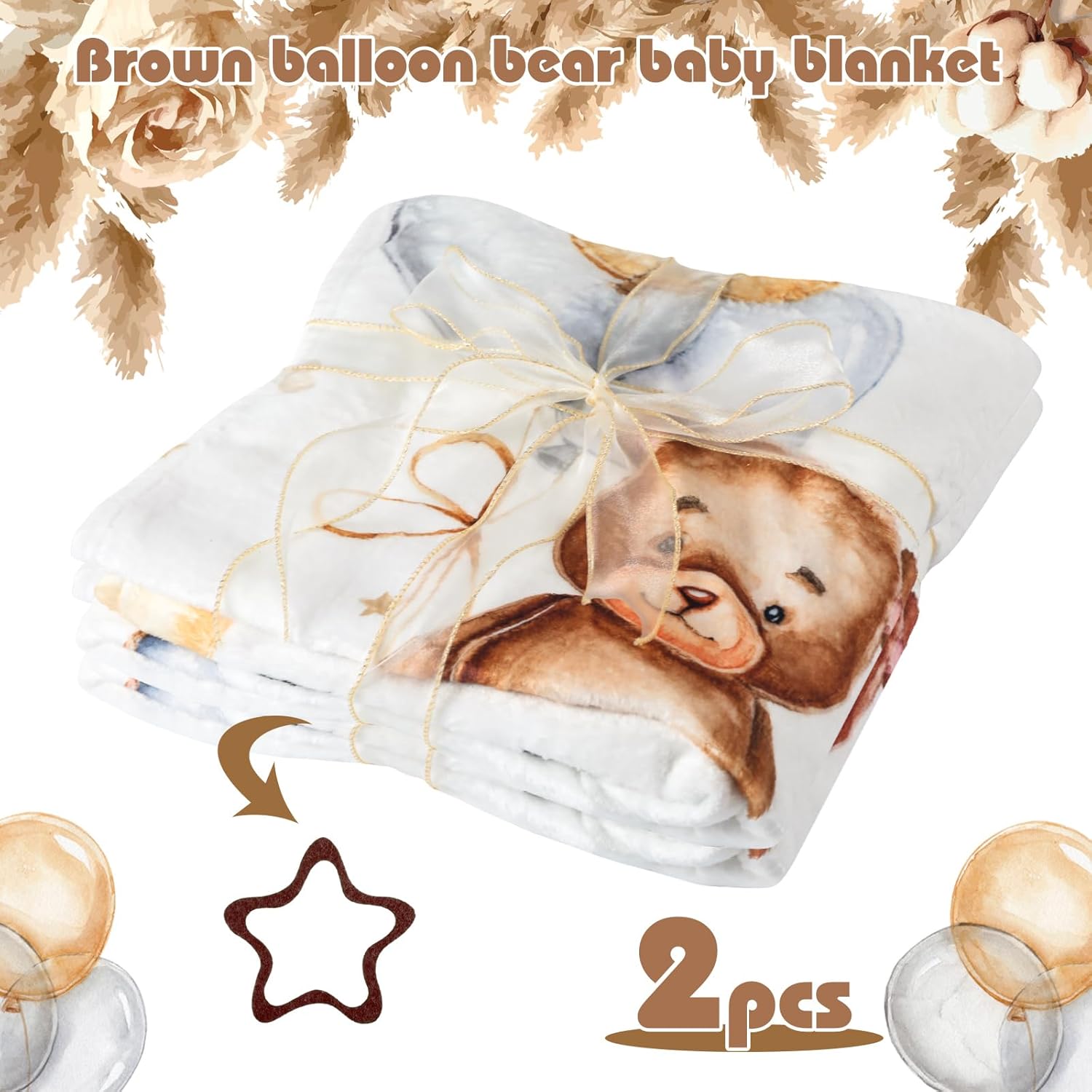 Mindsoft Boho Brown Bear Milestone Blanket with Frame