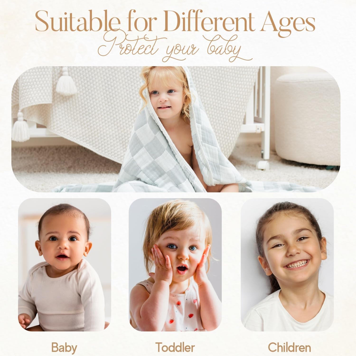 Ultra Soft Muslin Baby Blanket 43x43 Inches