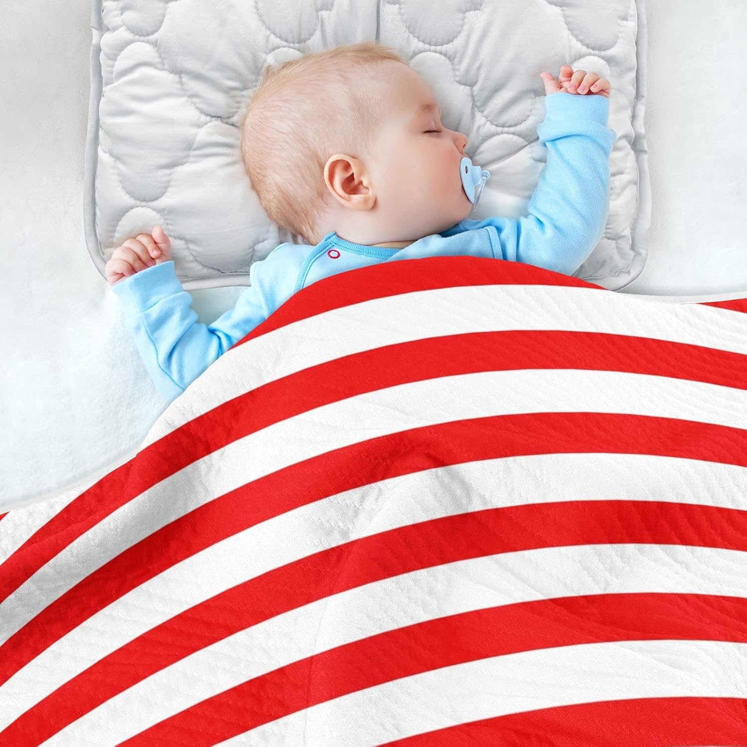 FLildon Red White Stripes Cotton Baby Blanket 30x40