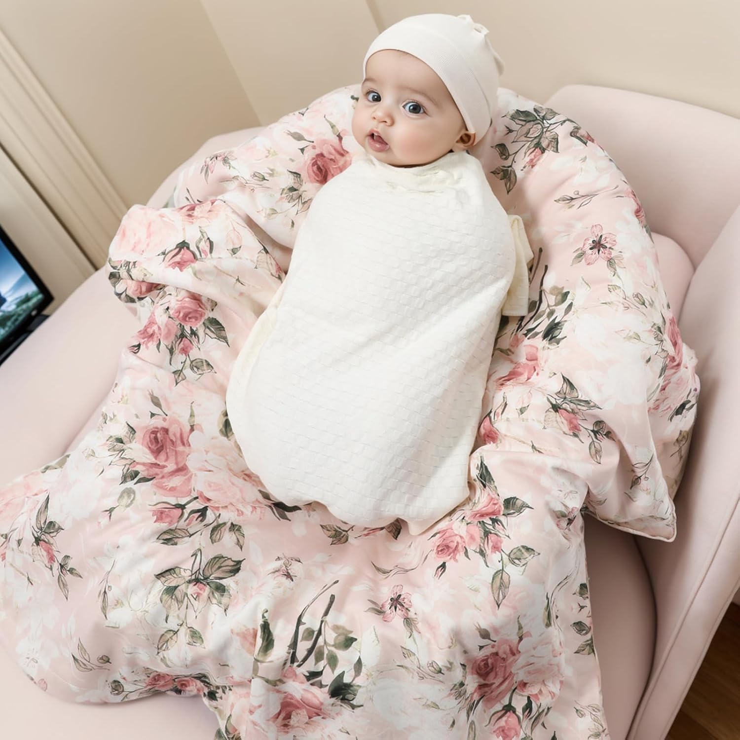 Galabloomer Unisex Baby Blanket - Vintage Rose