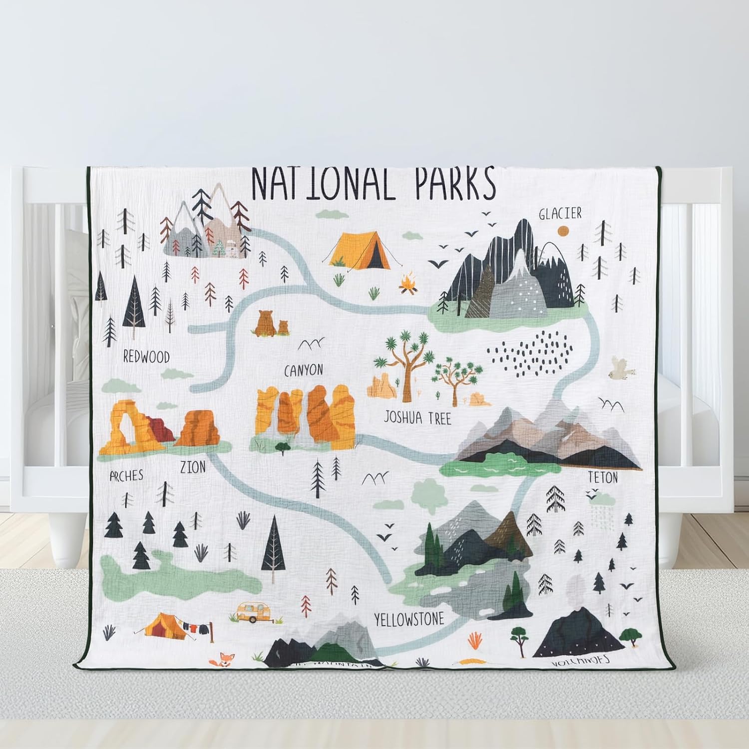National Parks Muslin Blanket 47x47 Inch Soft Warm Cotton Swaddle