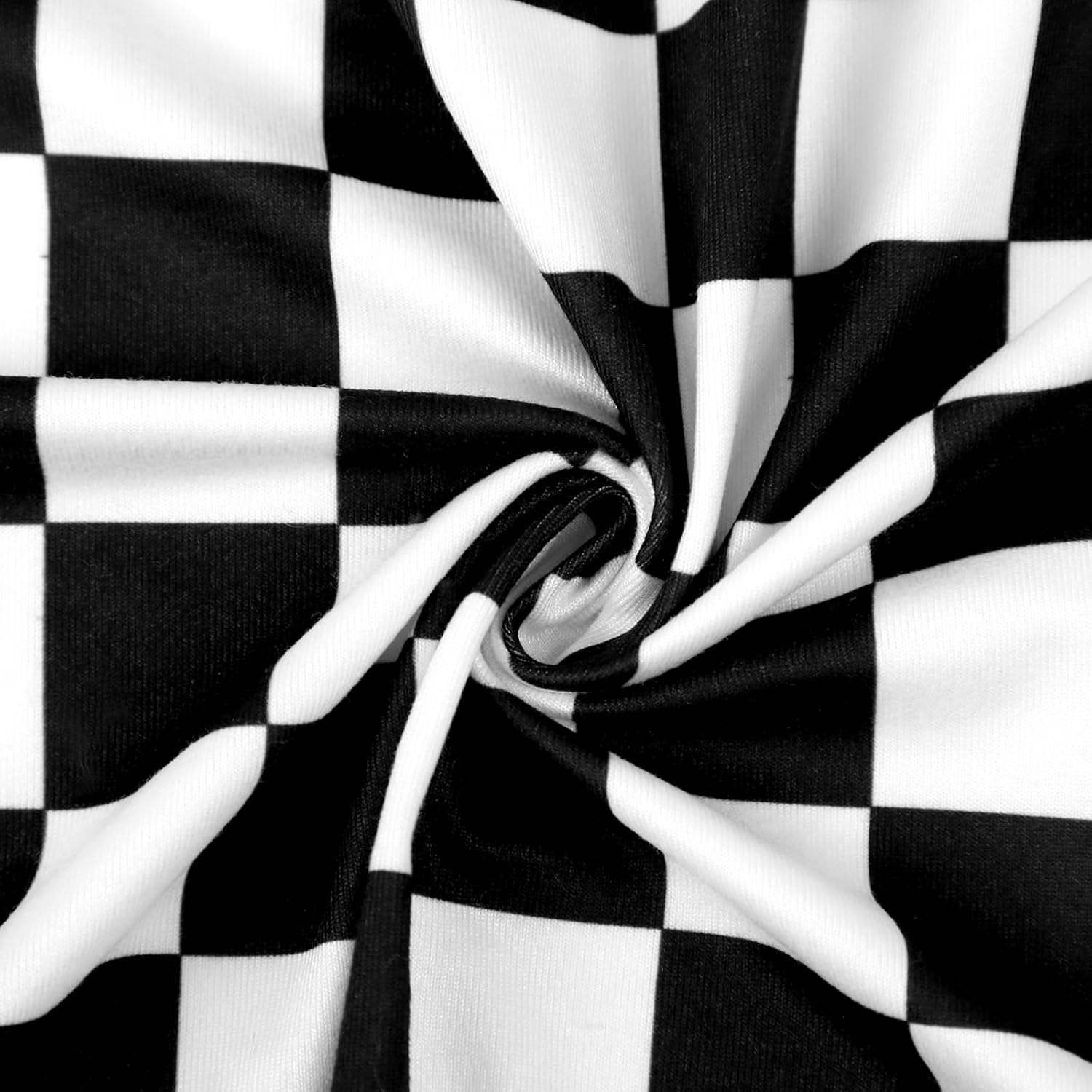 TANOFAR 4-Pack Swaddle Blanket with Headband and Beanie Set Black Checkerboard
