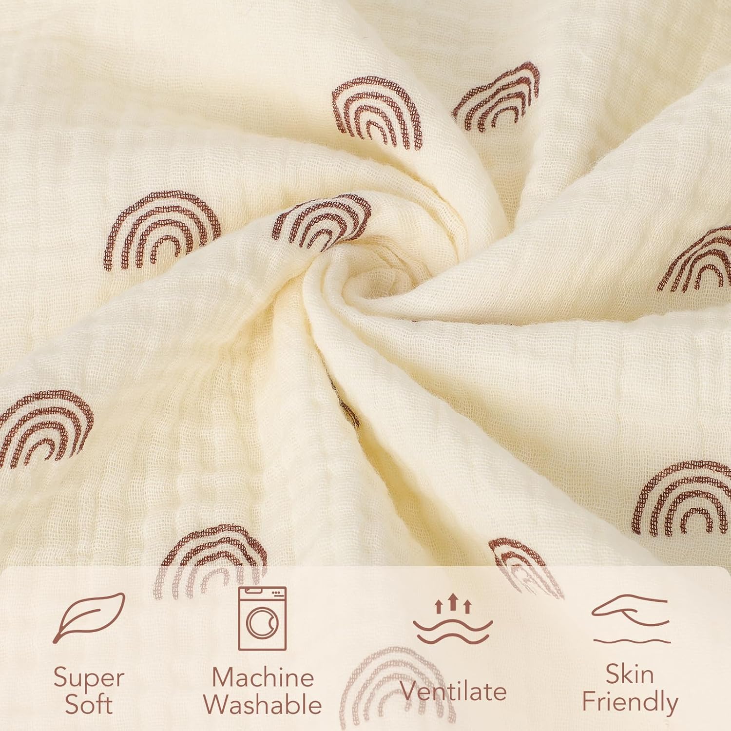 Knirose Reversible Muslin Swaddling Blanket for Newborn Babies